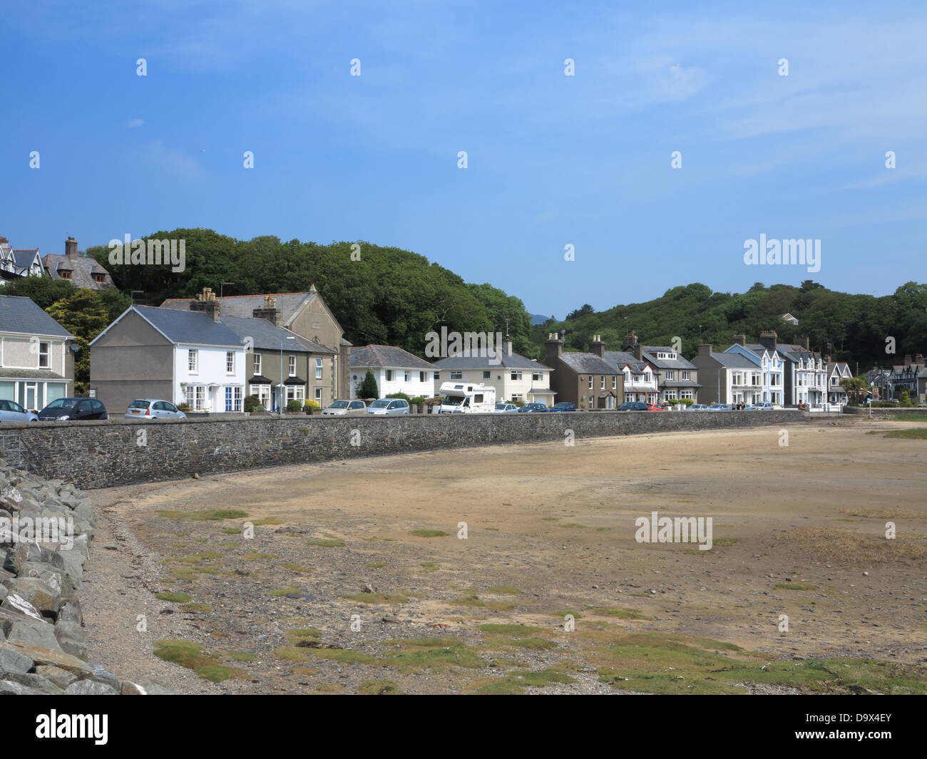 Seafront properties, Borth-y-Gest, Porthmadog, Gwynedd Stock Photo