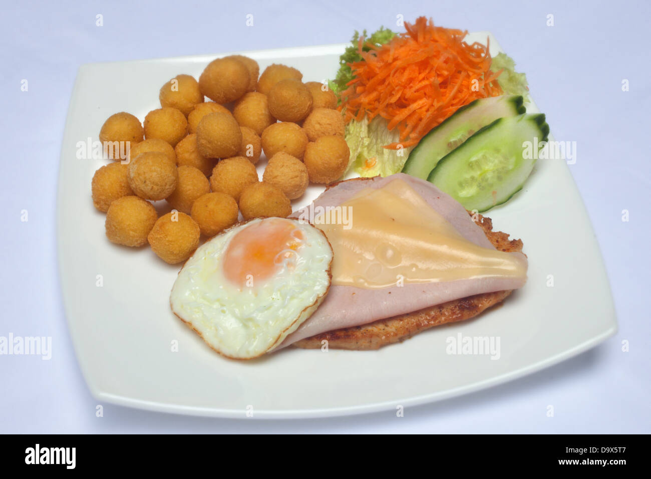 ham and dropped eggs Stock Photo