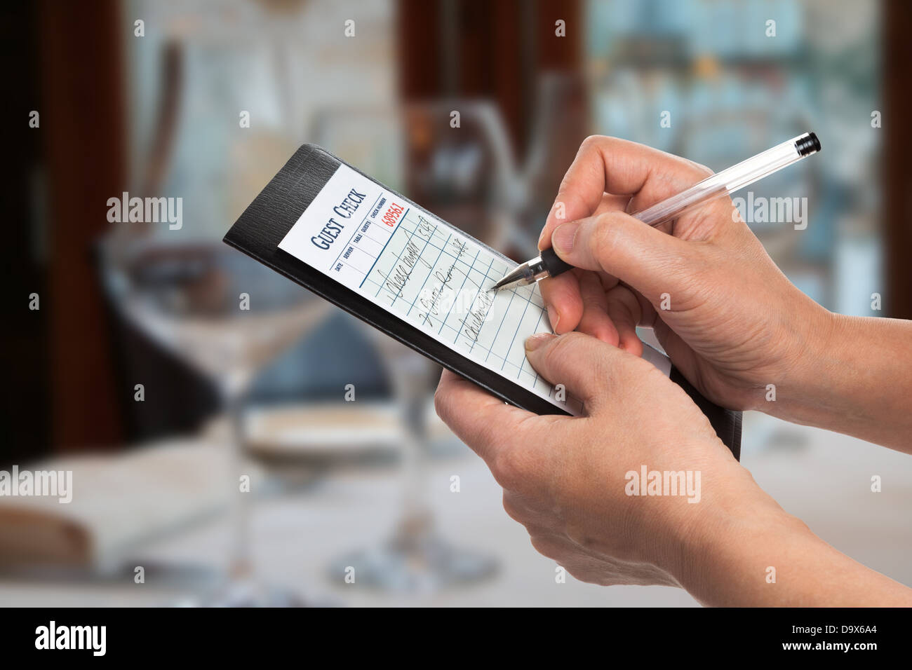 Guest Check, concept of restaurant taking orders Stock Photo Alamy