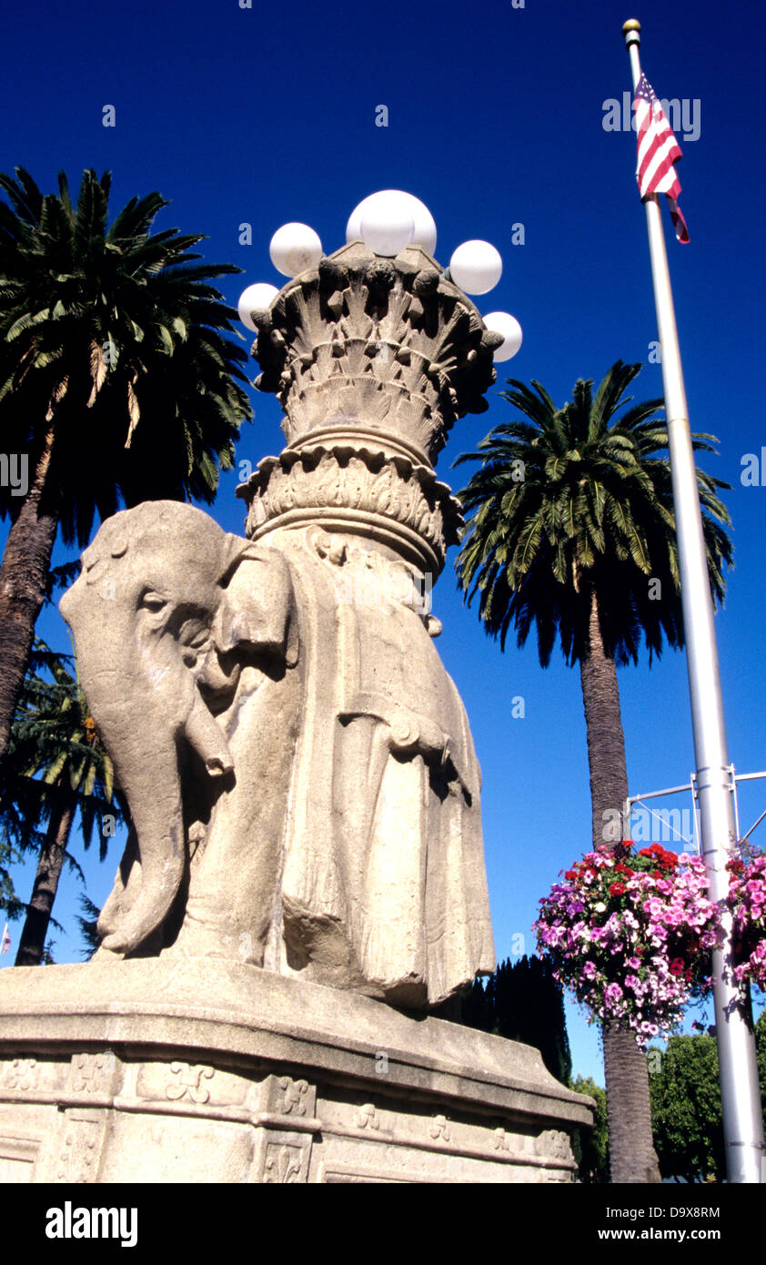 elephant statue lamp post in sausalito california Stock Photo Alamy
