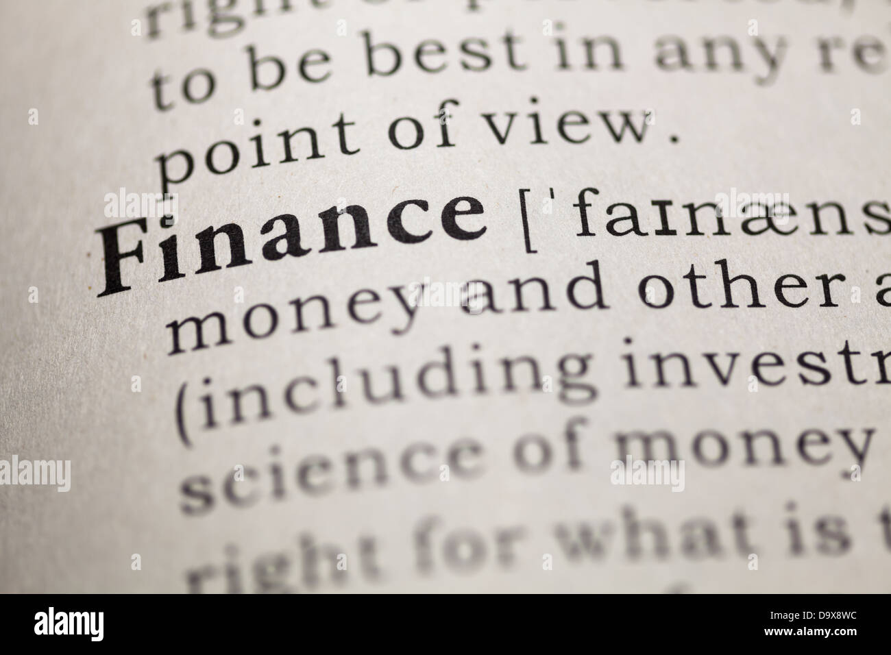 Dictionary definition of the word Finance Stock Photo Alamy