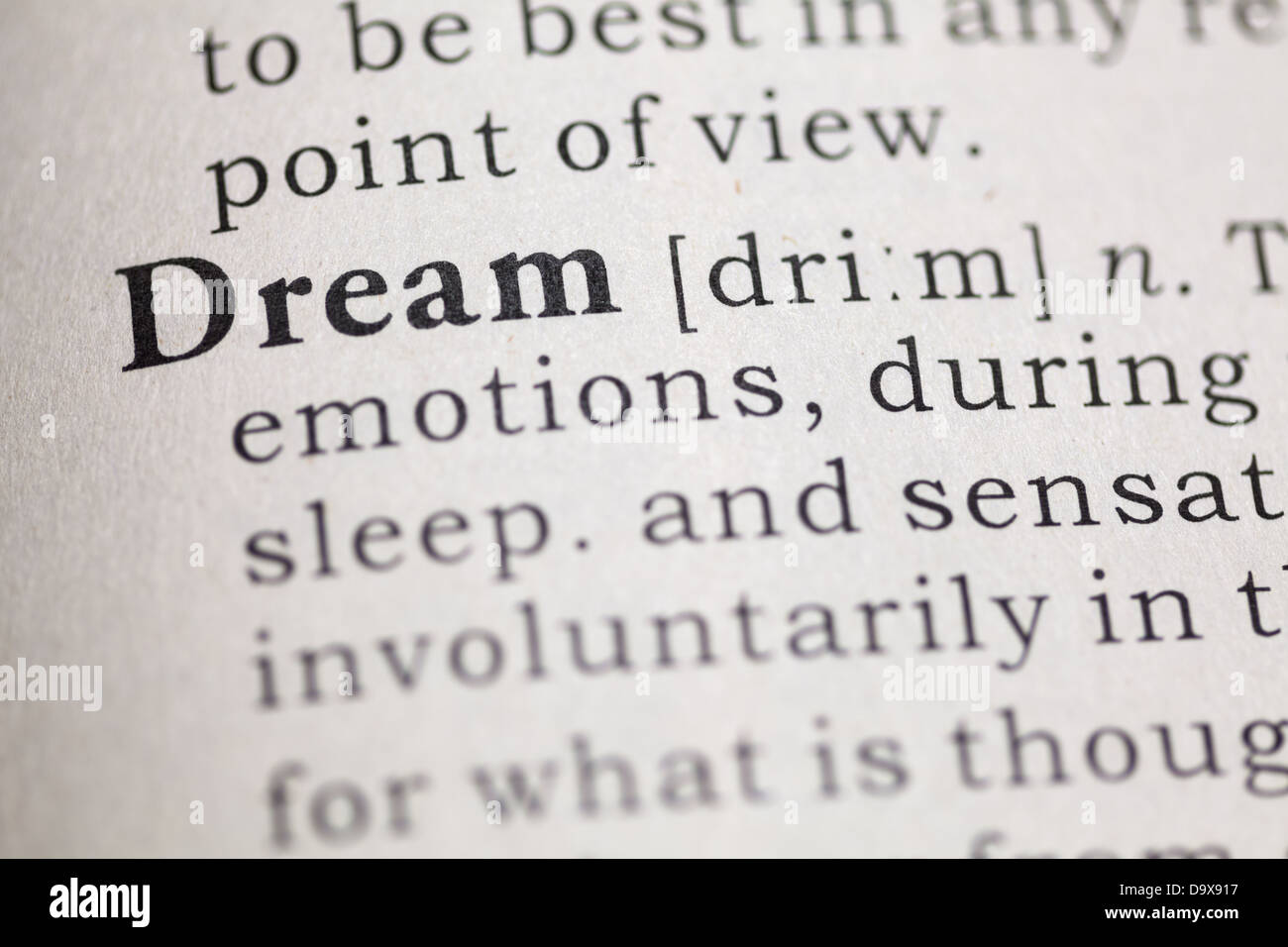 Dictionary definition of the word Dream Stock Photo Alamy