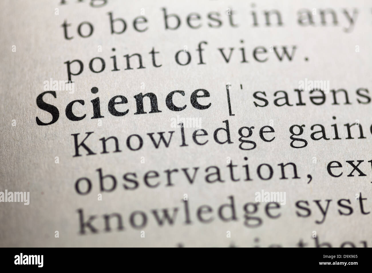 Dictionary definition of the word Science Stock Photo Alamy