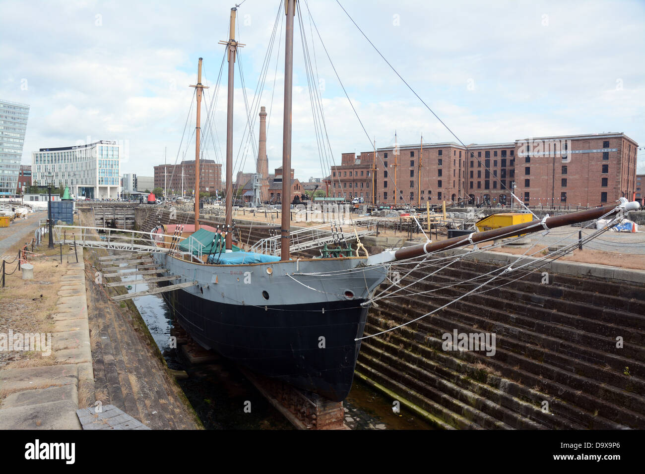 three-masted schooner De Wadden, built in Holland in 1917 in Canning Graving Dock No. 2 Liverpool Stock Photo