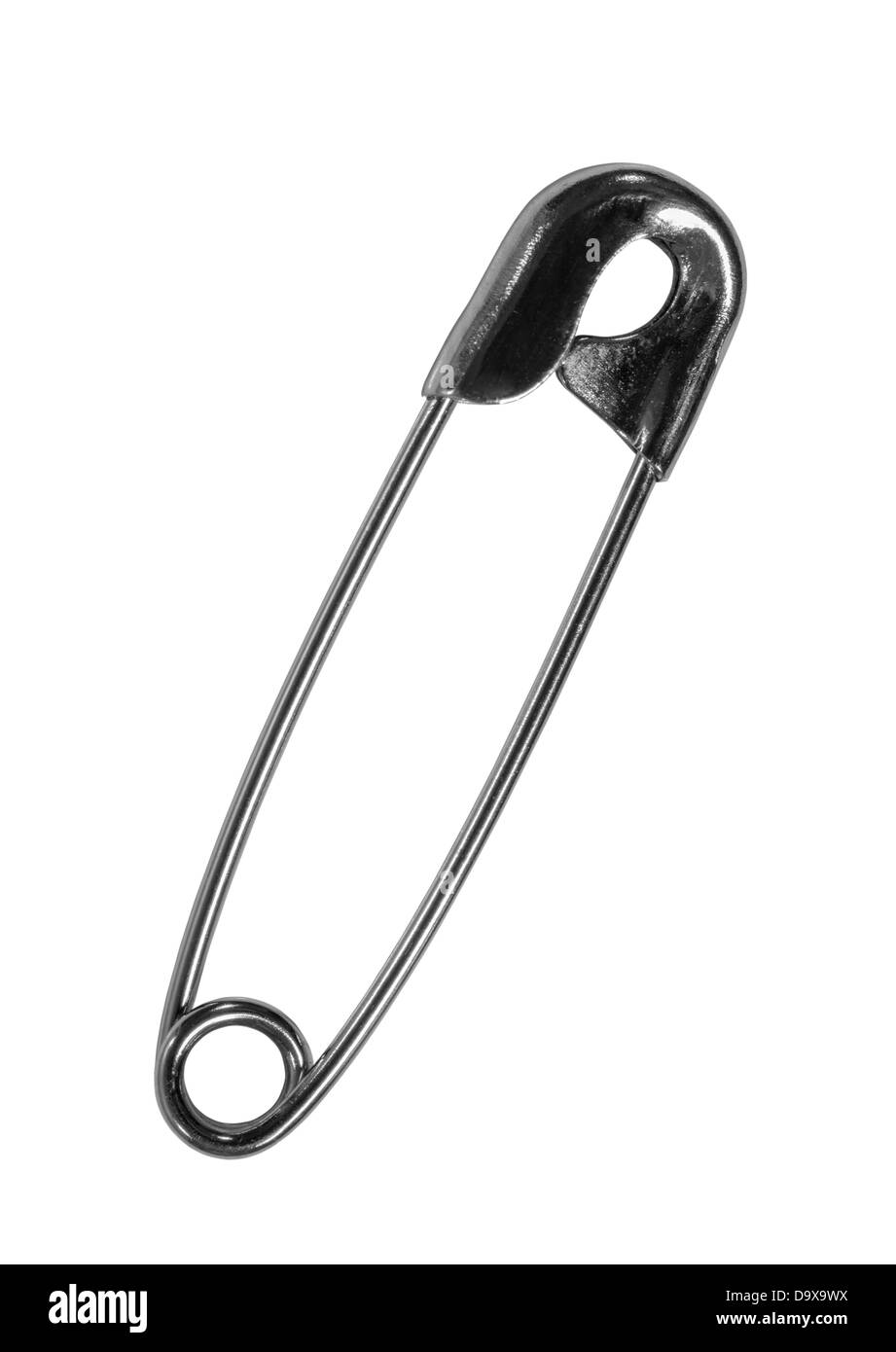 Safety pin macro detail isolated with clipping path. Stock Photo