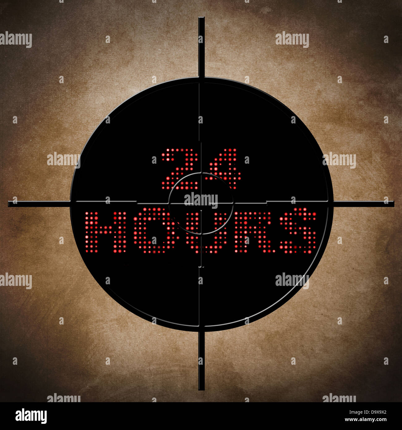 24 Hours text on target Stock Photo Alamy