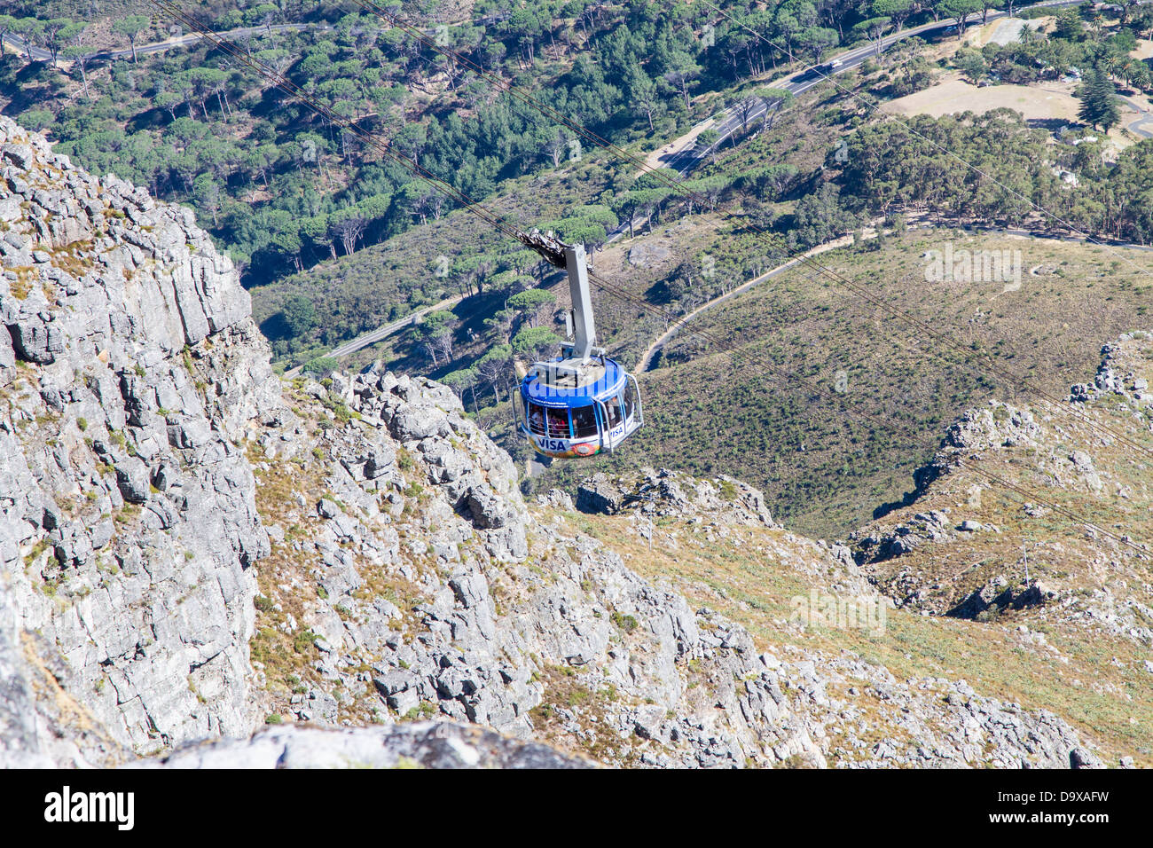 Aerial Cableway at Table Mountain, South Africa Stock Photo