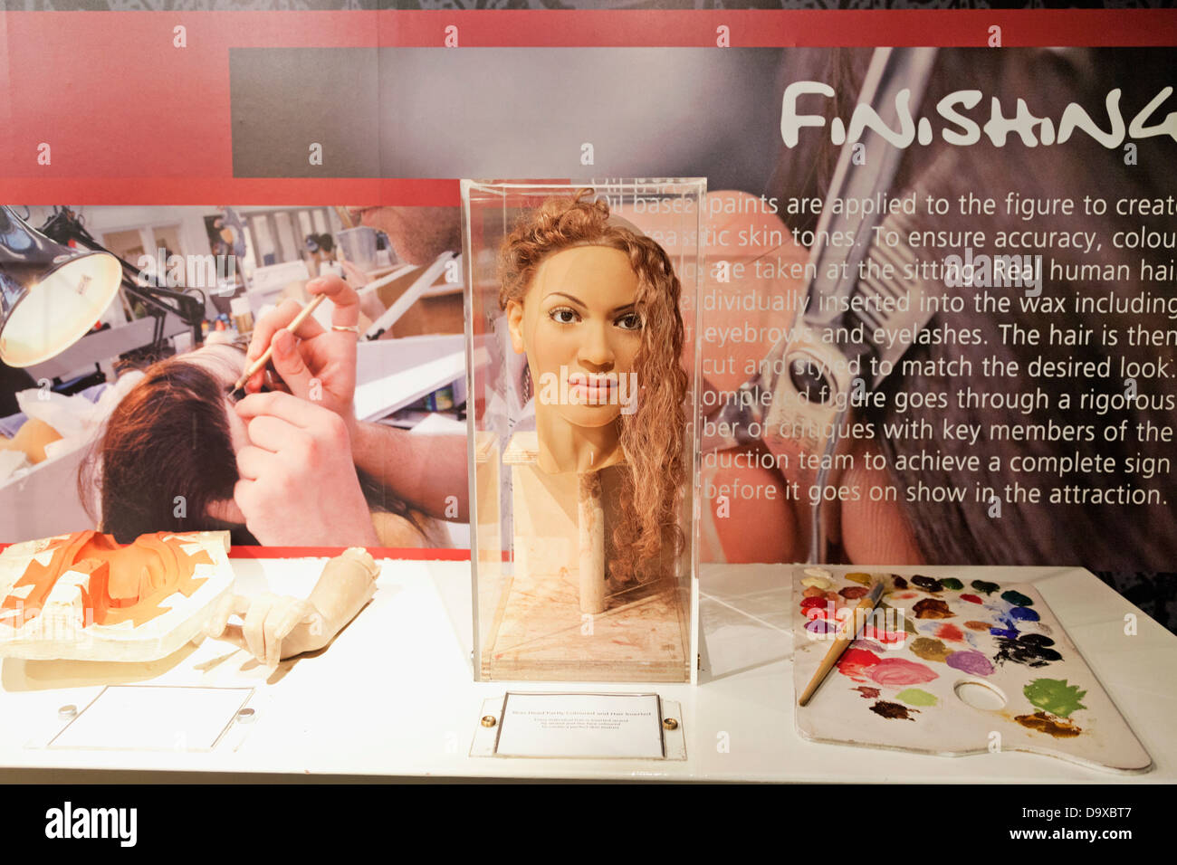 UK, England, London, Madame Tussauds, Exhibit of the Waxwork Making of the Popstar Beyonce's Head Stock Photo