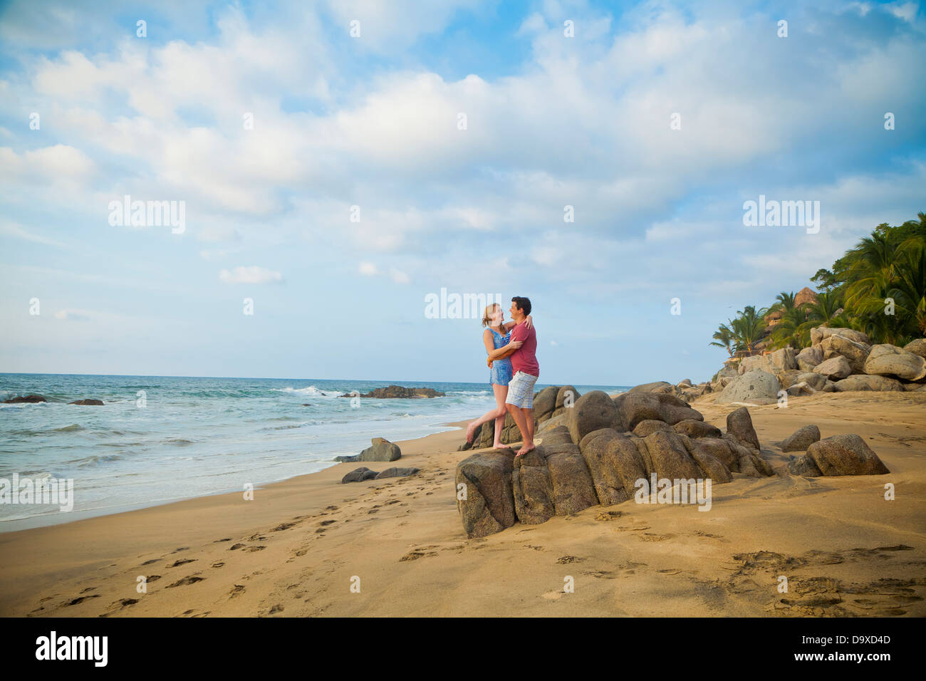 Romantic young couple on beach Stock Photo