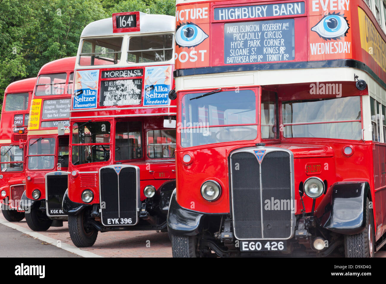 UK, England, Surrey, London, Vintage Buses in London Bus Museum Stock Photo