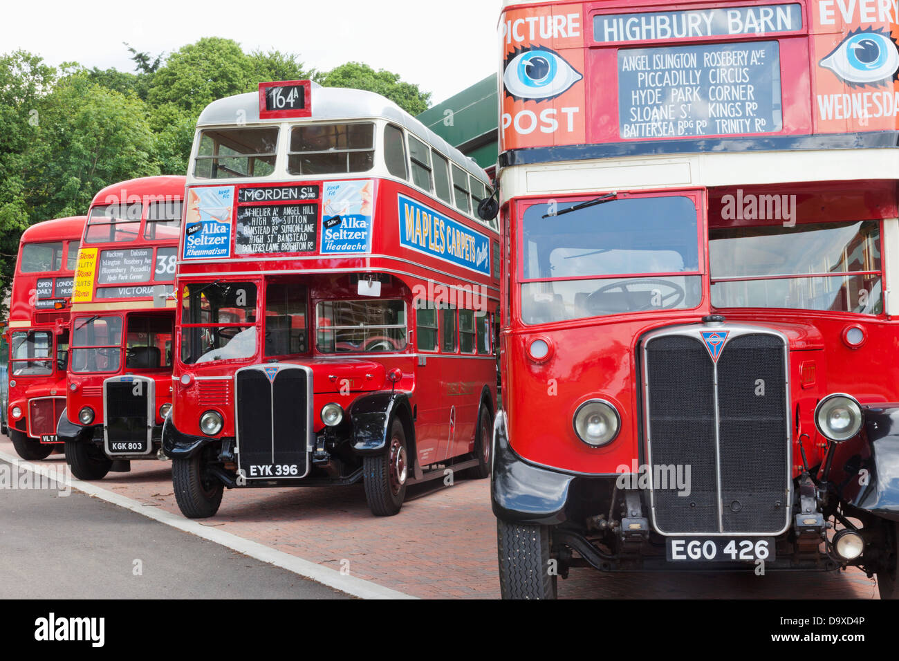 UK, England, Surrey, London, Vintage Buses in London Bus Museum Stock Photo