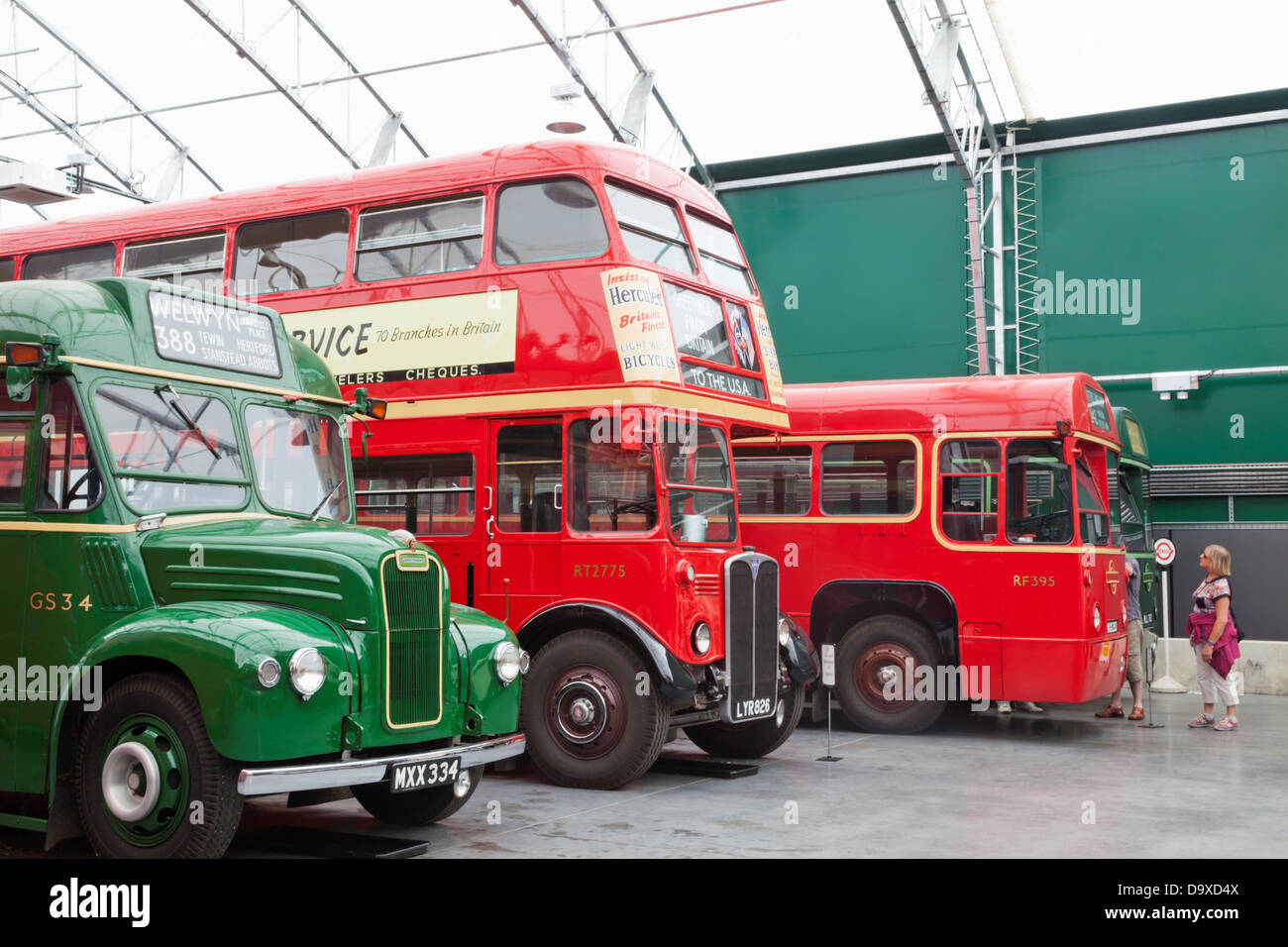 UK, England, Surrey, London, Vintage Buses in London Bus Museum Stock Photo