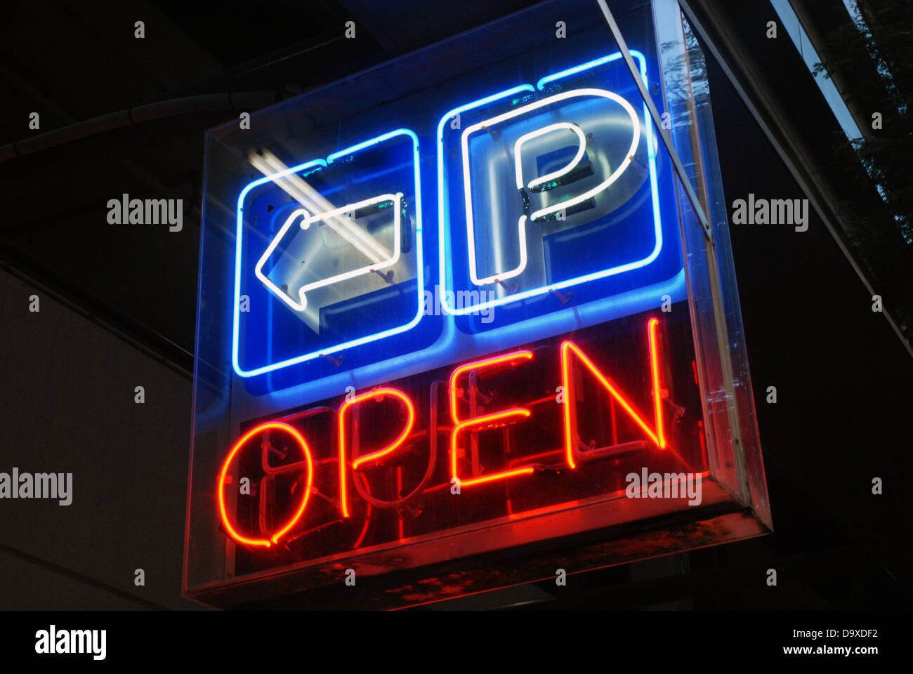 Neon car park sign, Brisbane, Queensland, Australia Stock Photo Alamy