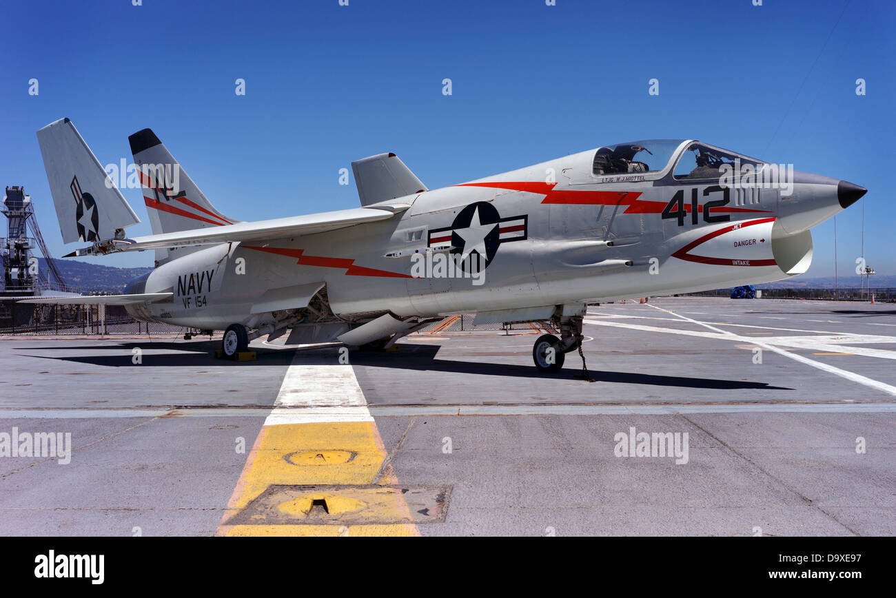 USS Hornet F-8 Crusader Tourism aircraft carrier Stock Photo