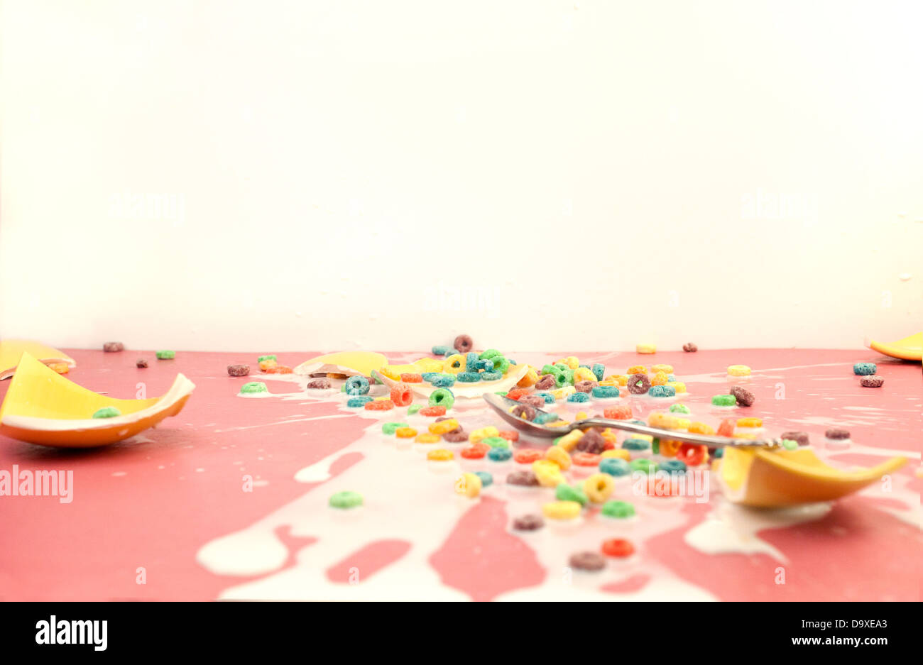 Fruit loops spill Stock Photo