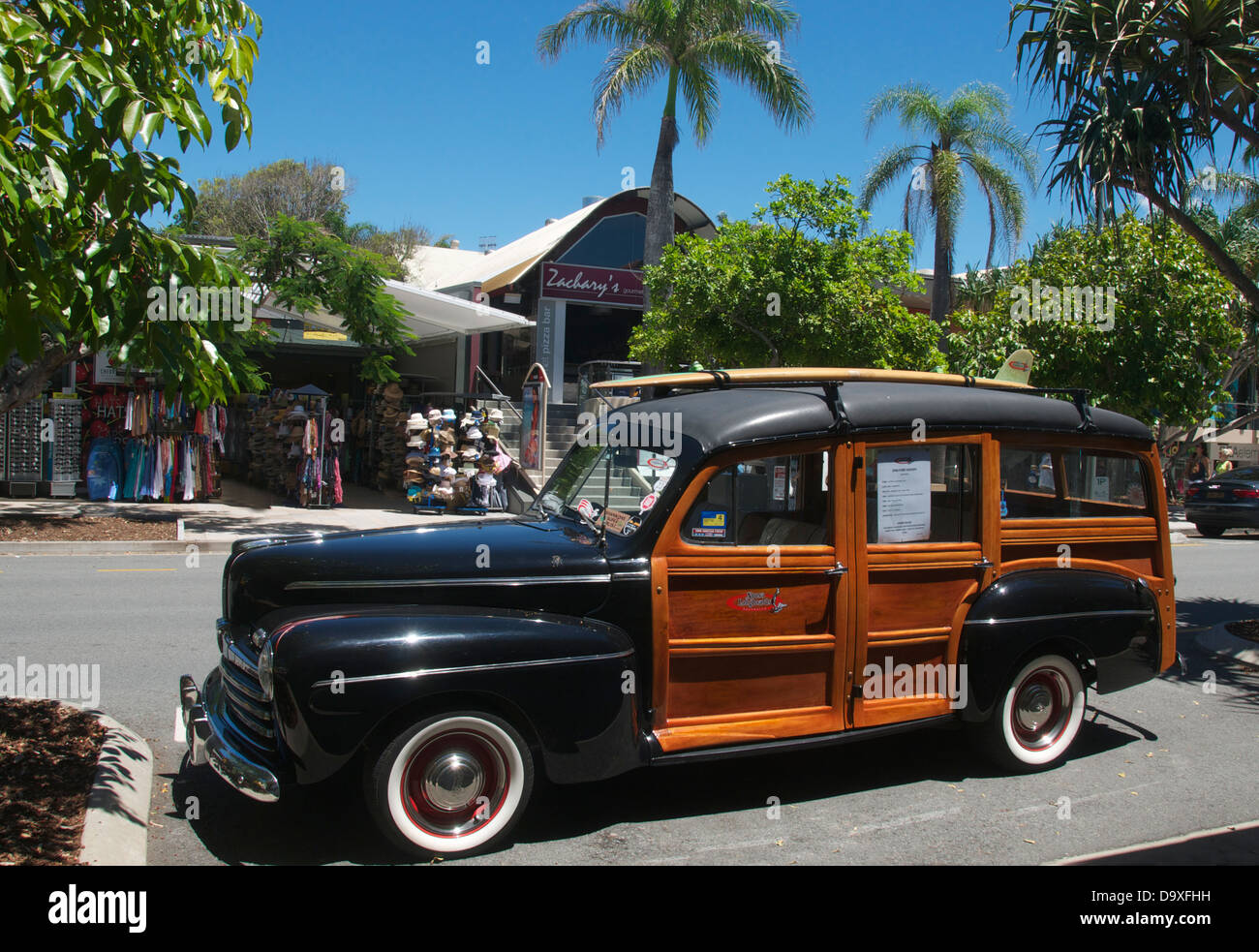 Immaculate restored 1946 Ford Woody Noosa Sunshine Coast Queensland Australia Stock Photo