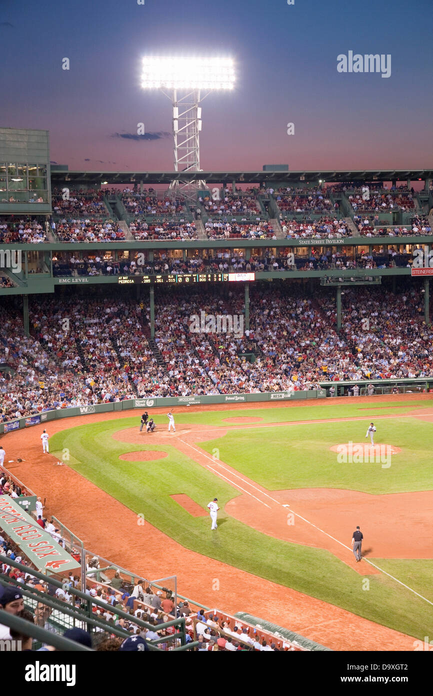 Night baseball game historic Fenway Park Boston Red Sox Boston Ma USA May 20 2010 Red Sox versus Minnesota Twins attendance Stock Photo