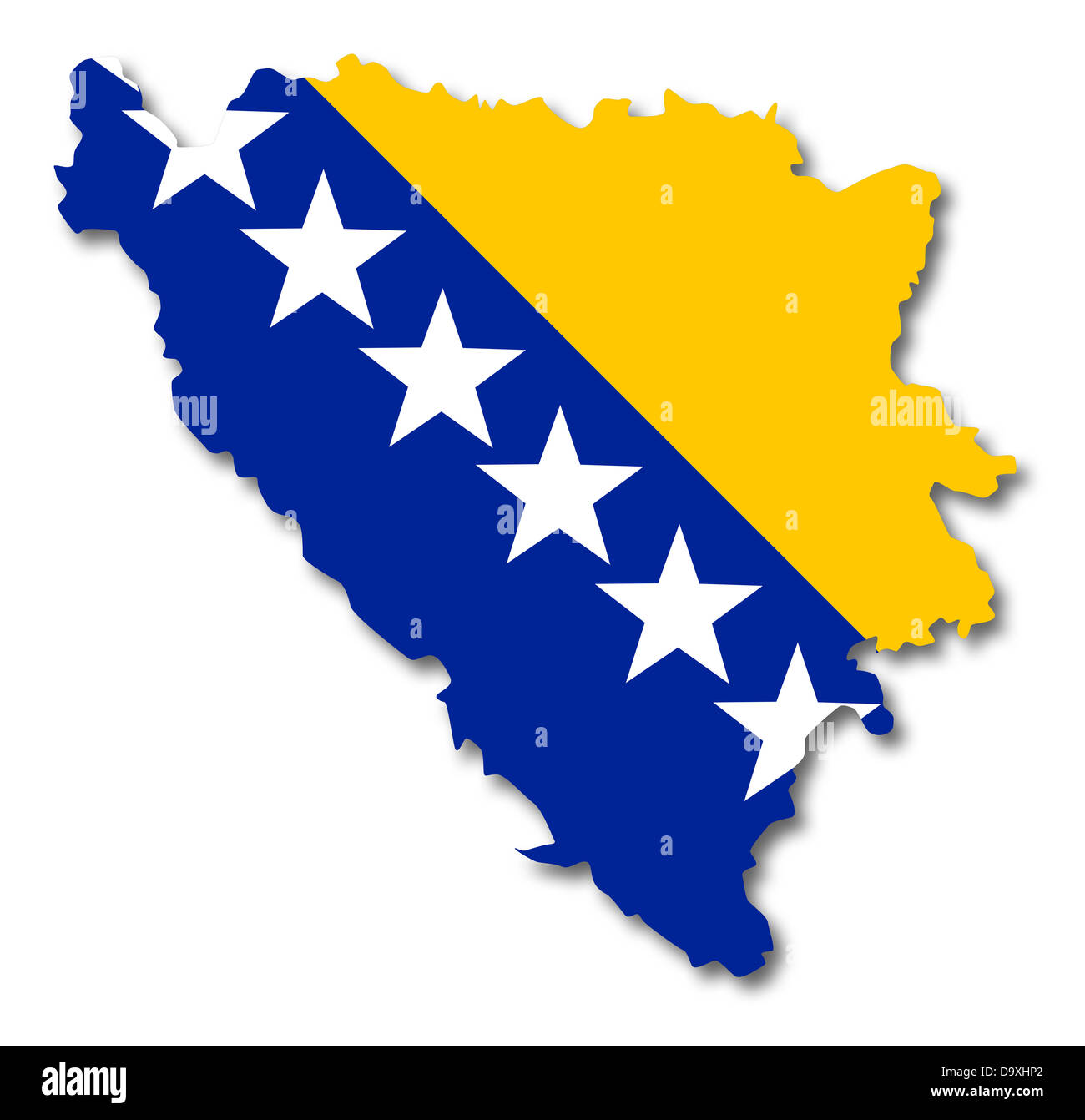 Map and flag of Bosnia and Herzegovina Stock Photo