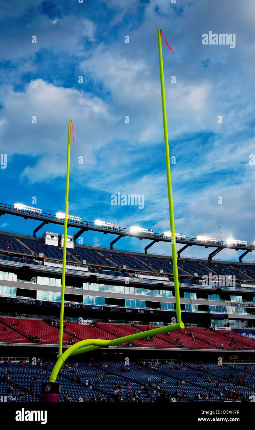 Goal Posts of Gillette Stadium, home of Super Bowl champs, New England Patriots, NFL Team, Foxborough, Boston, MA Stock Photo