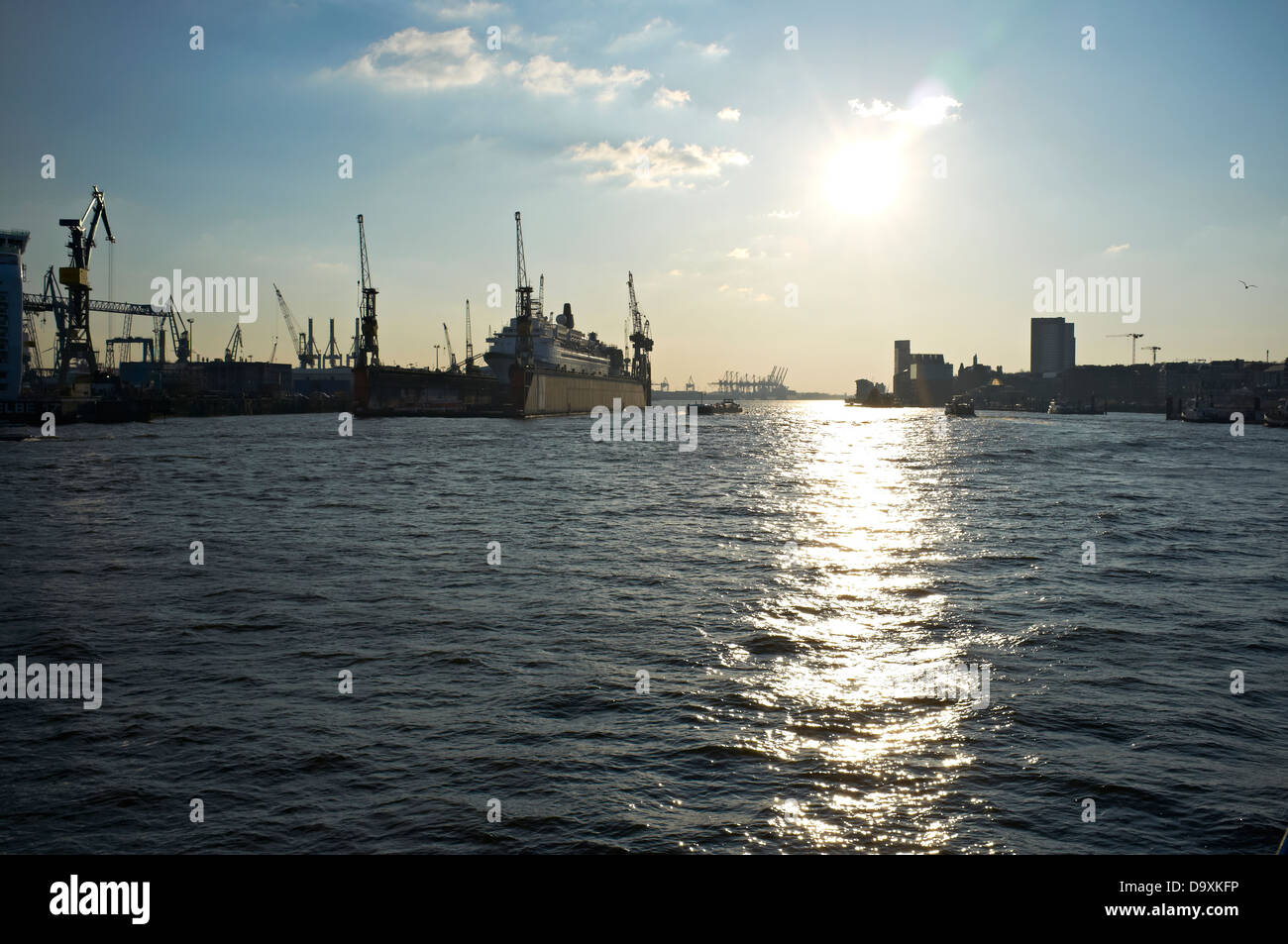 Germany, Hamburg, View of harbour at river elbe Stock Photo - Alamy