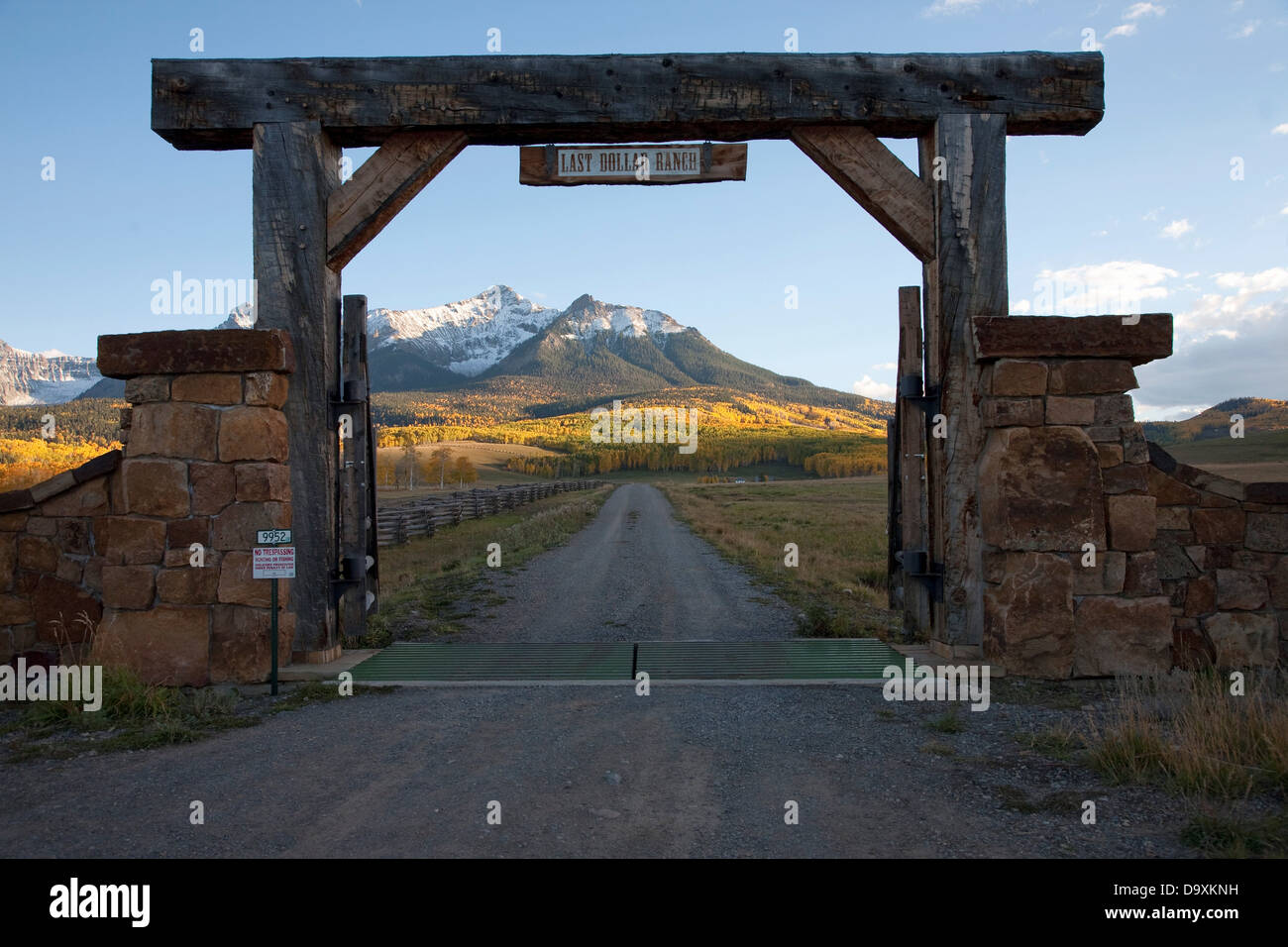 Last Dollar Ranch front gate, San Juan Mountains, Hastings Mesa