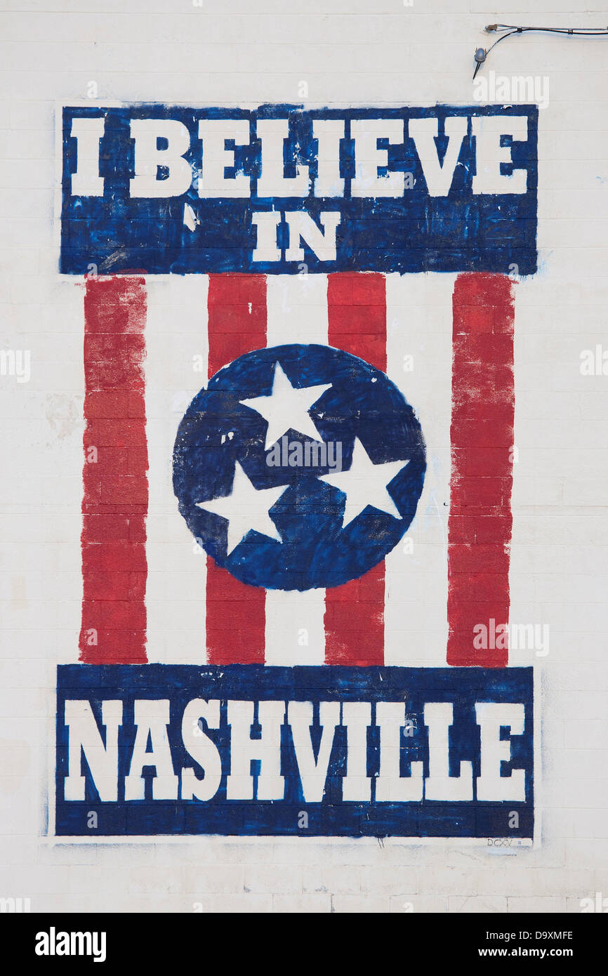 I believe in Nashville', sign, downtown, Nashville, Tennessee Stock Photo