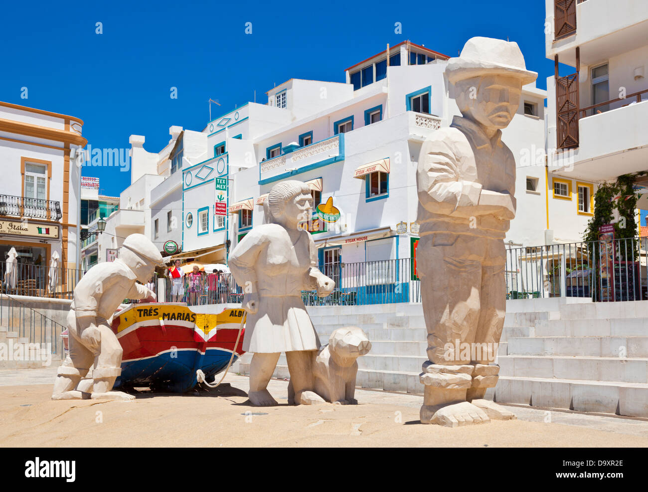 Fishermans Sculpture on waterfront Old Town Albufeira Algarve Portugal EU Europe Stock Photo