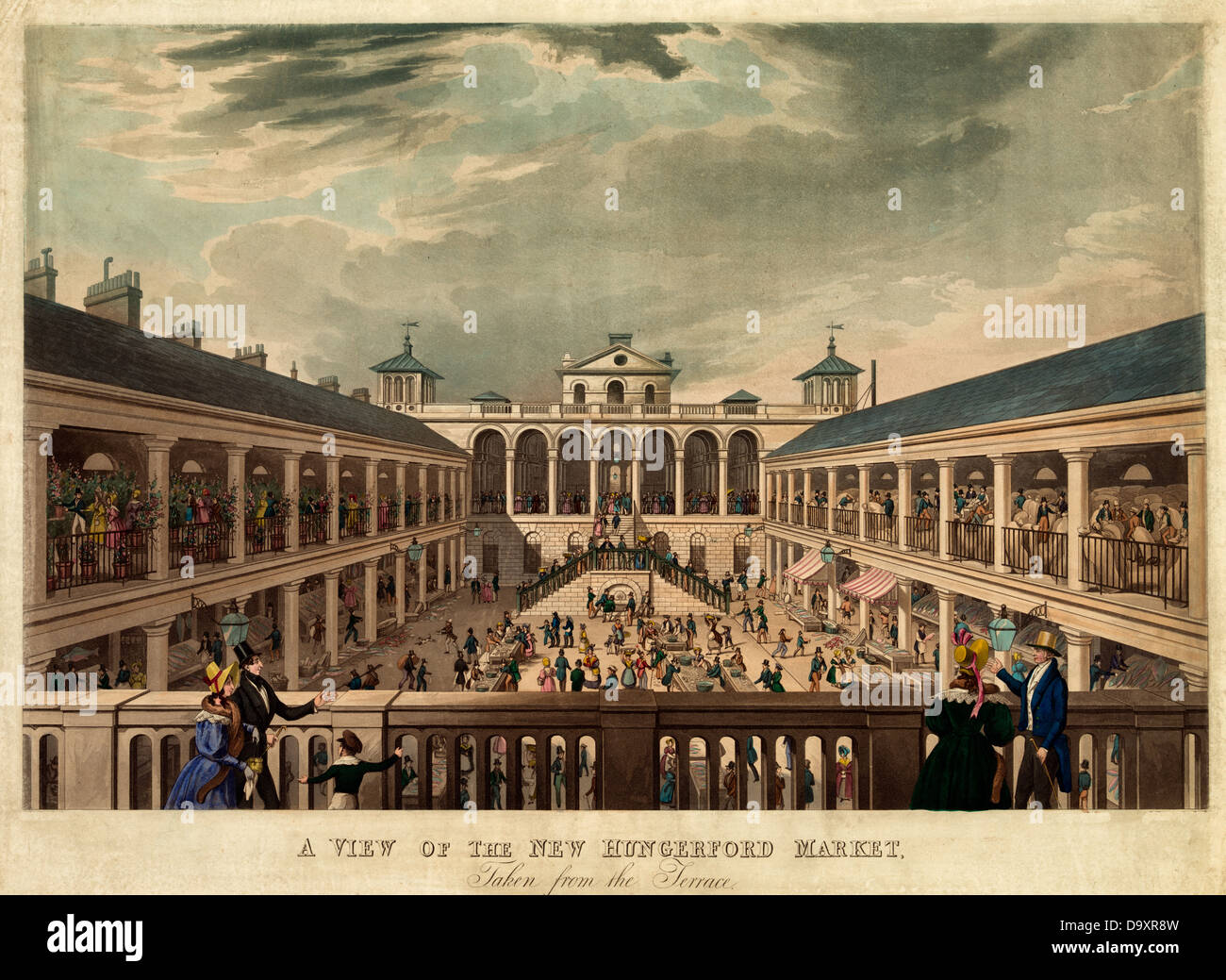 A view of the New Hungerford market, taken from the terrace, circa 1834