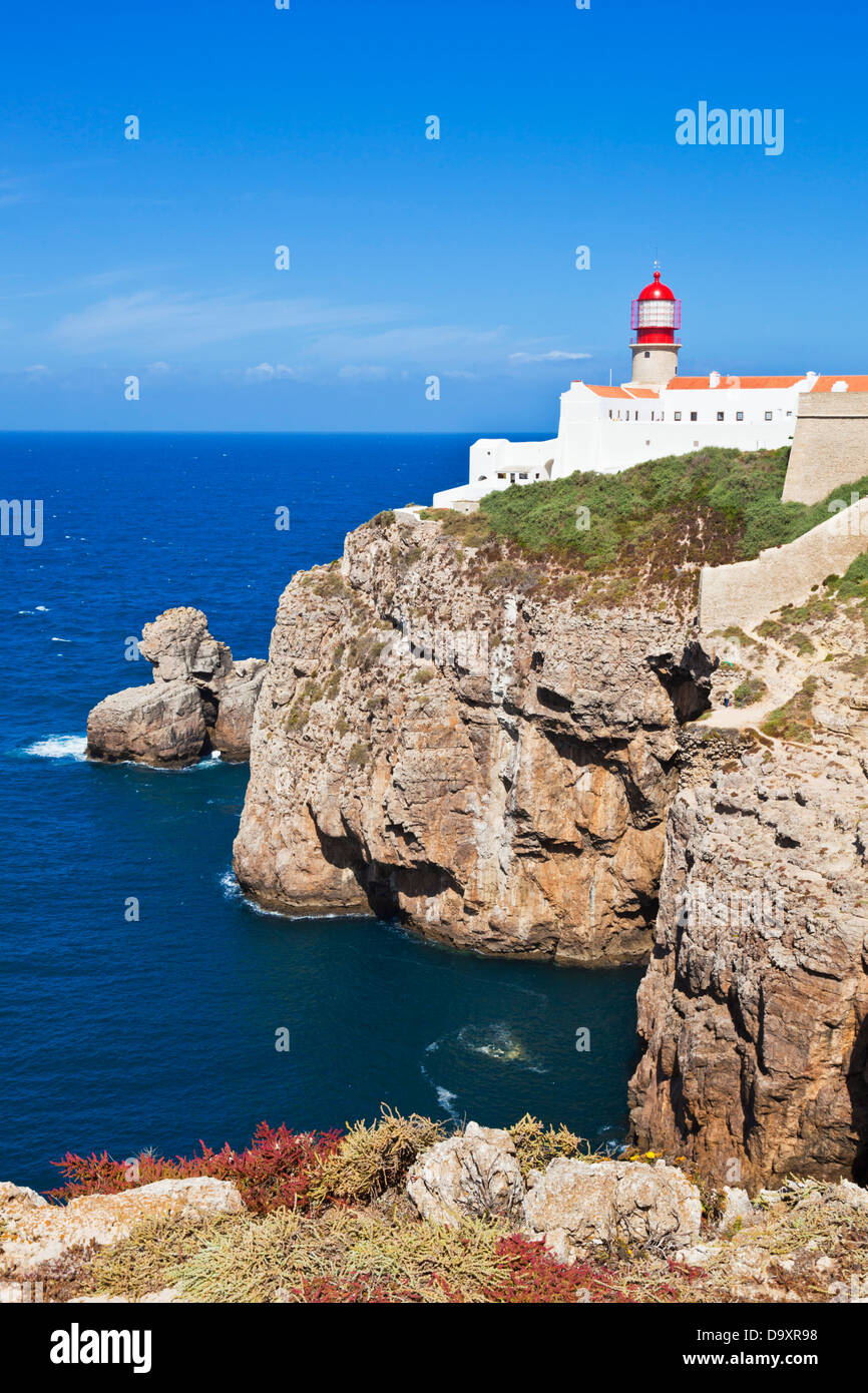 Lighthouse at Cape St Vincent Sagres Algarve Portugal EU Europe Stock Photo
