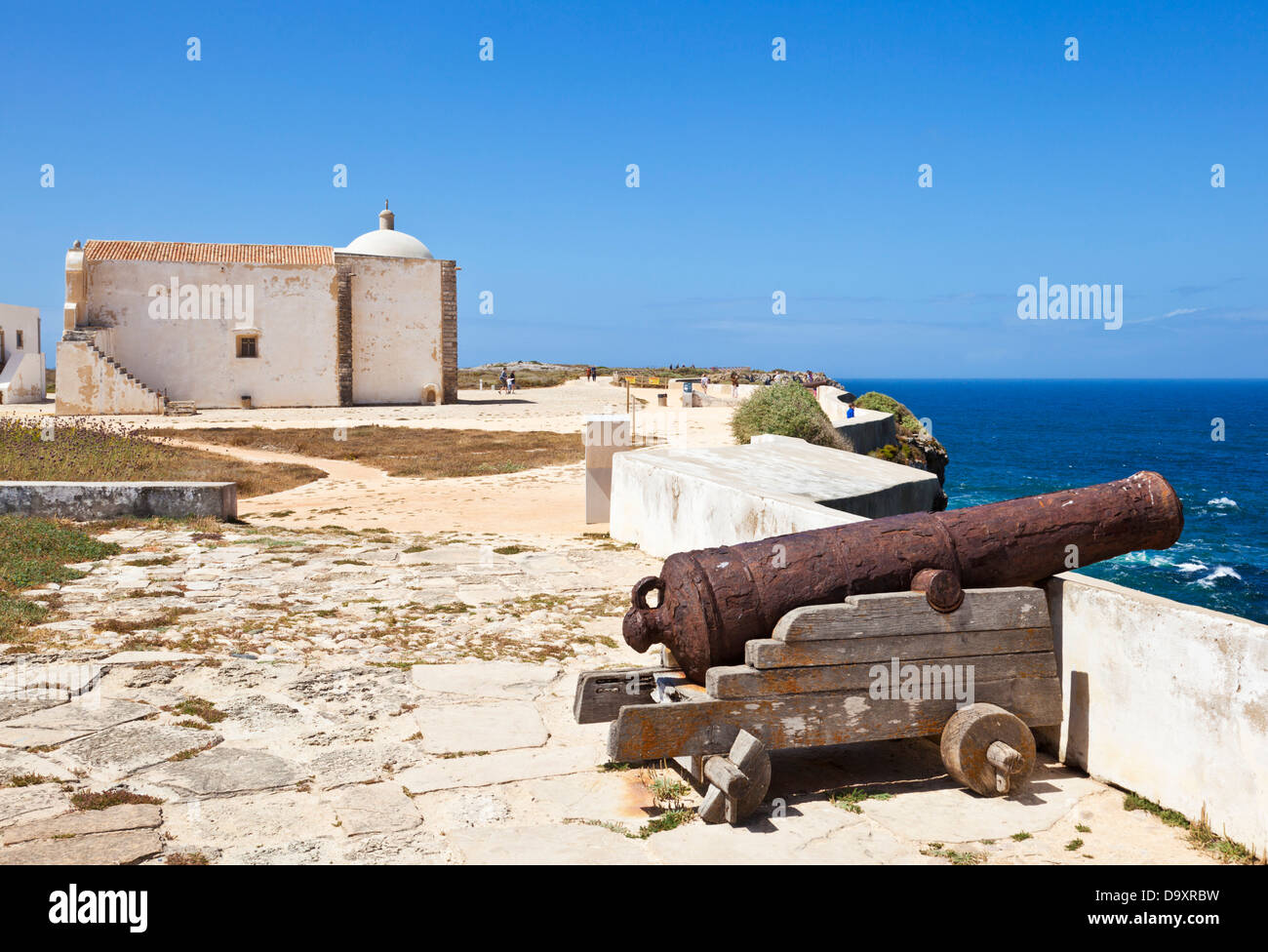 Fortaleza de Sagres fort and The Capela De Santa Maria Da Graca church  chapel Algarve Portugal EU Europe Stock Photo