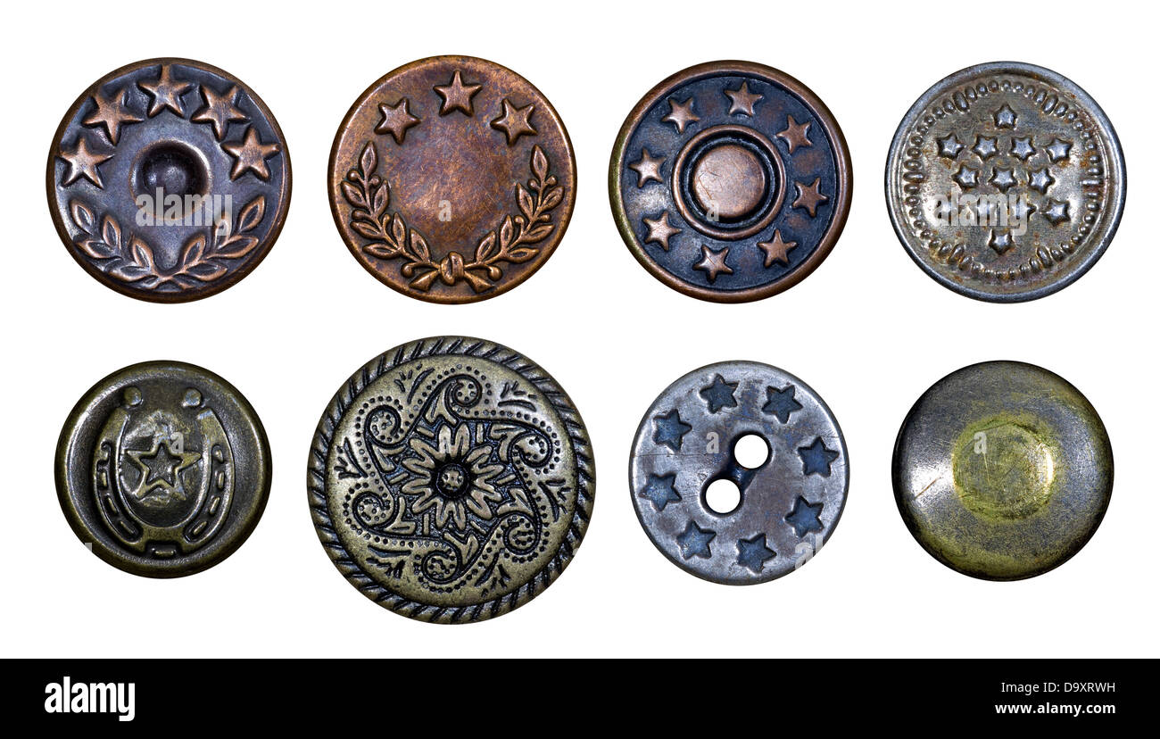 Old metal buttons with stars Stock Photo Alamy