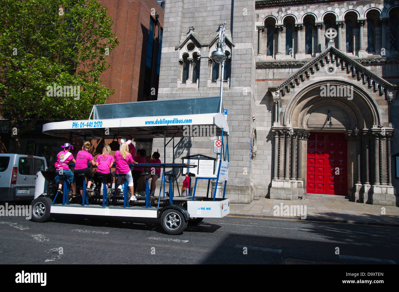 Hen party group on Dublin pedibus bicycle for multiple riders Dawson