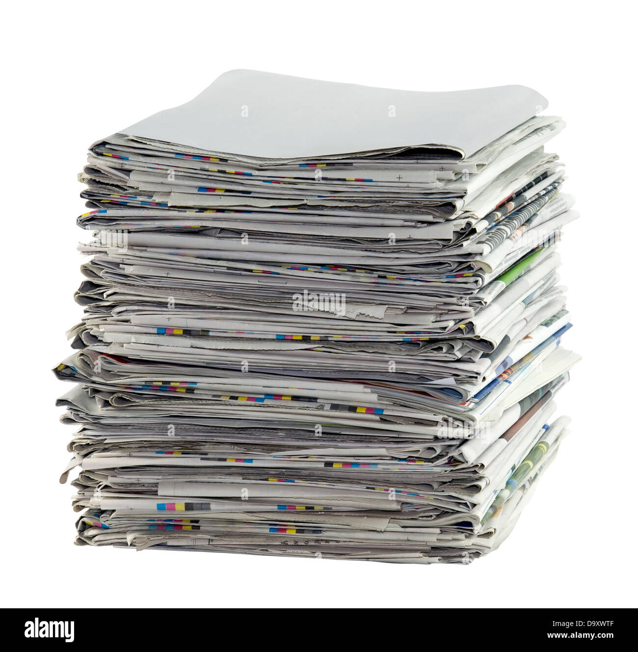 Pile of newspapers with clipping path Stock Photo