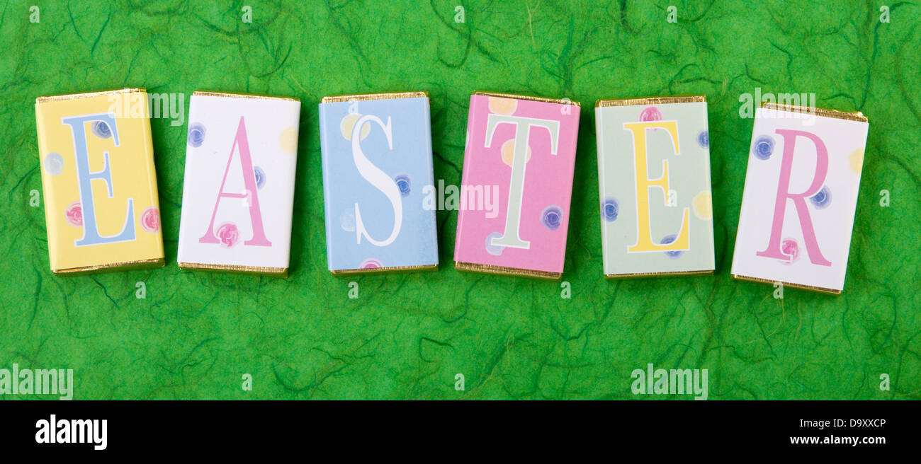 EASTER CHOCOLATE LETTERS Stock Photo