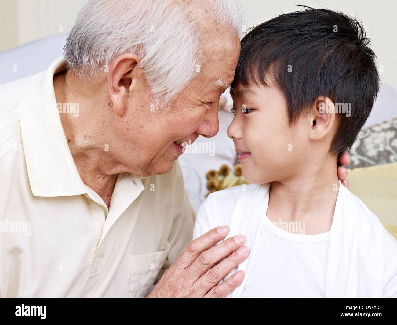 Grandpa Talking To Grandson Stock Photo Alamy