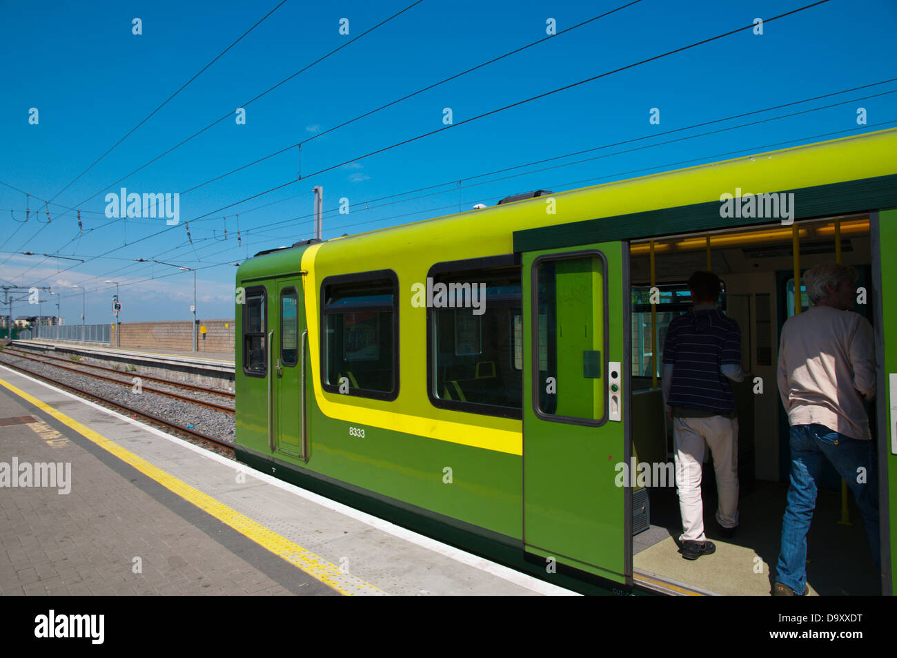 DART train at railway station Howth peninsula near Dublin Ireland