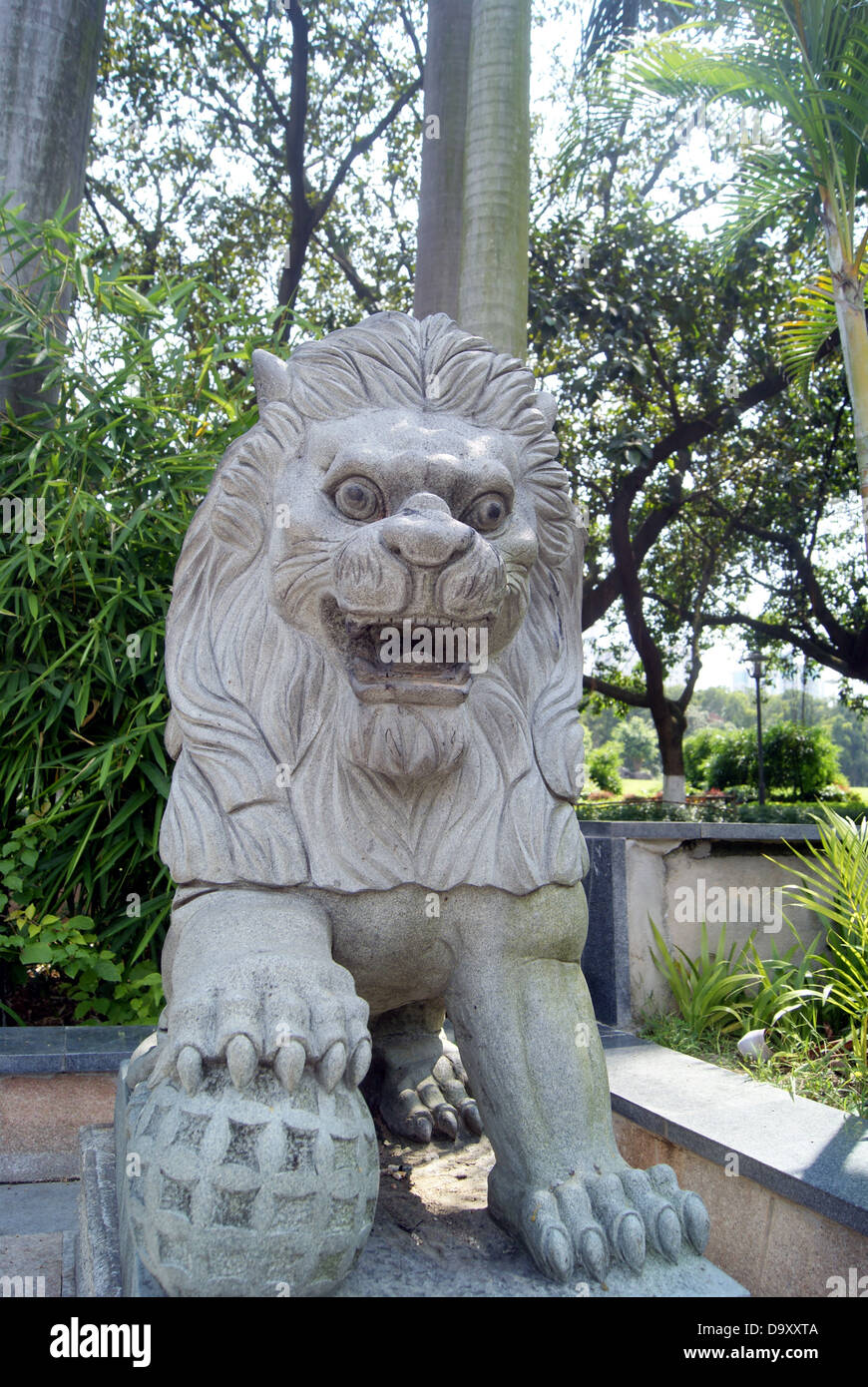 China lion statue, park in Shenzhen Stock Photo Alamy