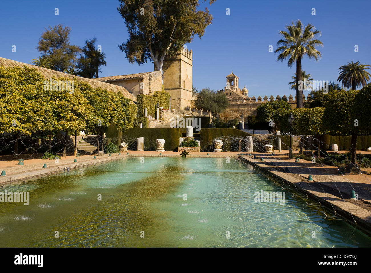 The gardens of the alcazar de los Reyes Cristianos in Cordoba, Spain Stock Photo