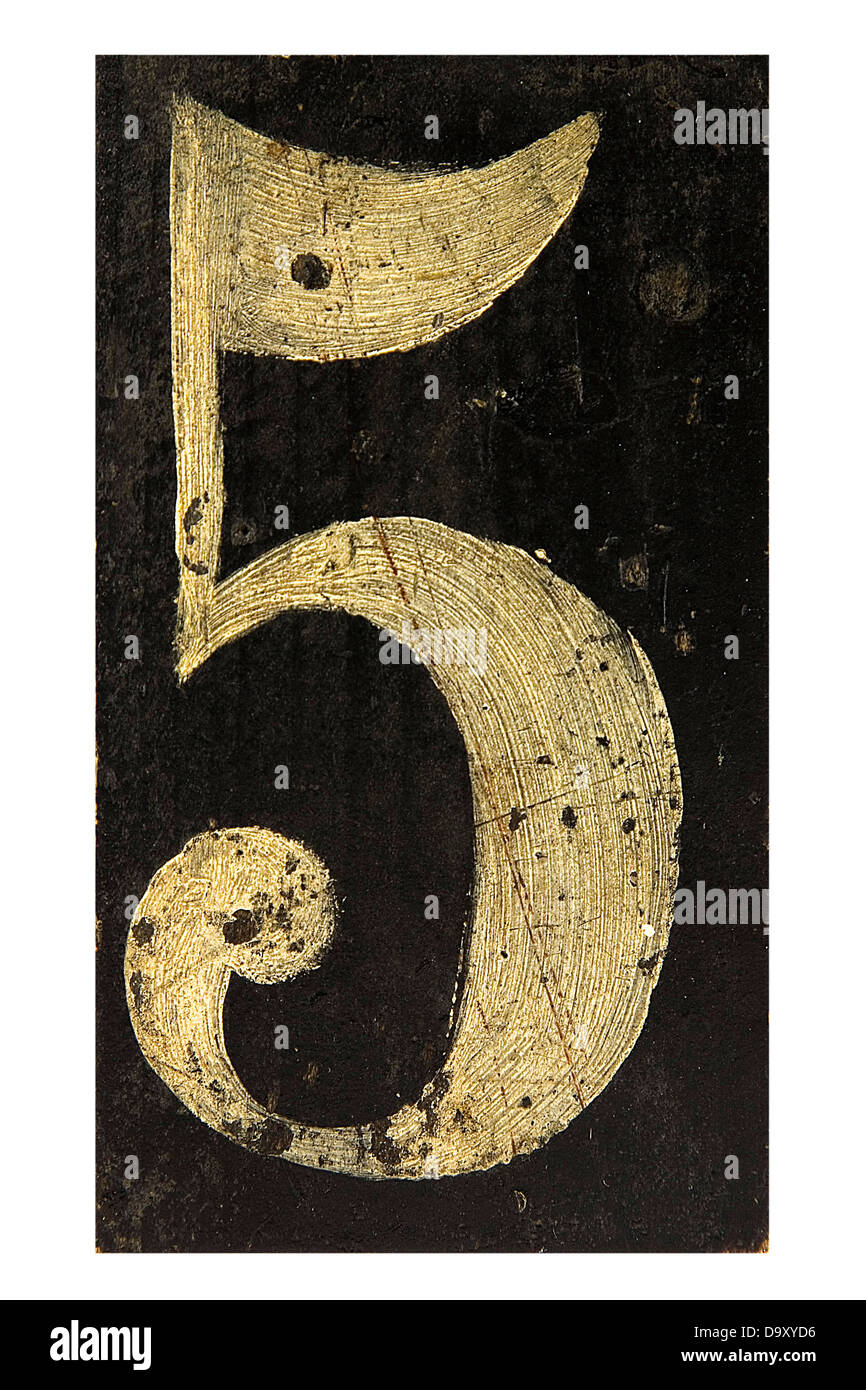 number five painted on the board Stock Photo