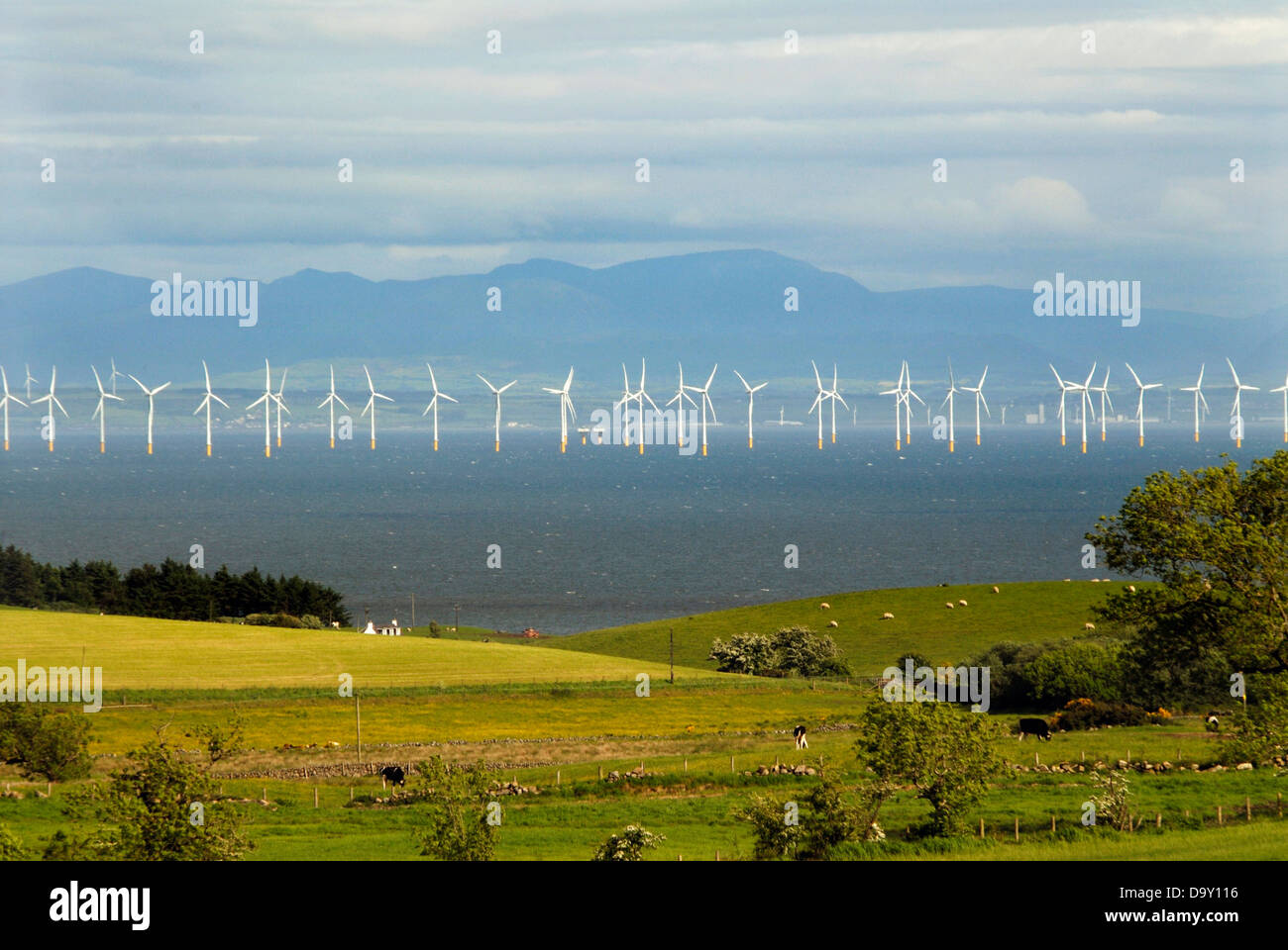 Robin Rigg Wind Turbine Farm, Solway Firth, UK Stock Photo
