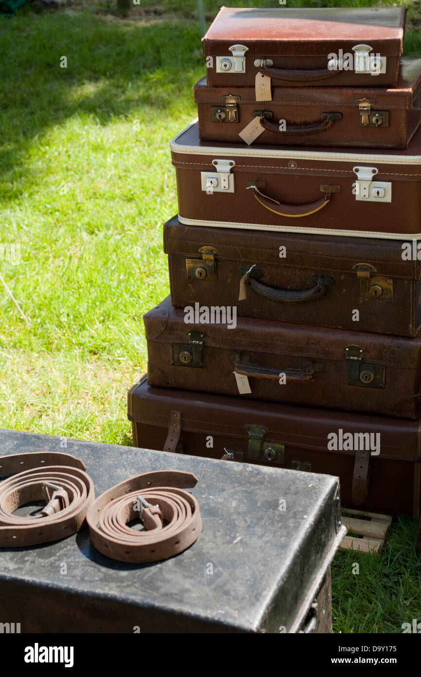 Vintage luggage for sale at a hill climb event at Prescott