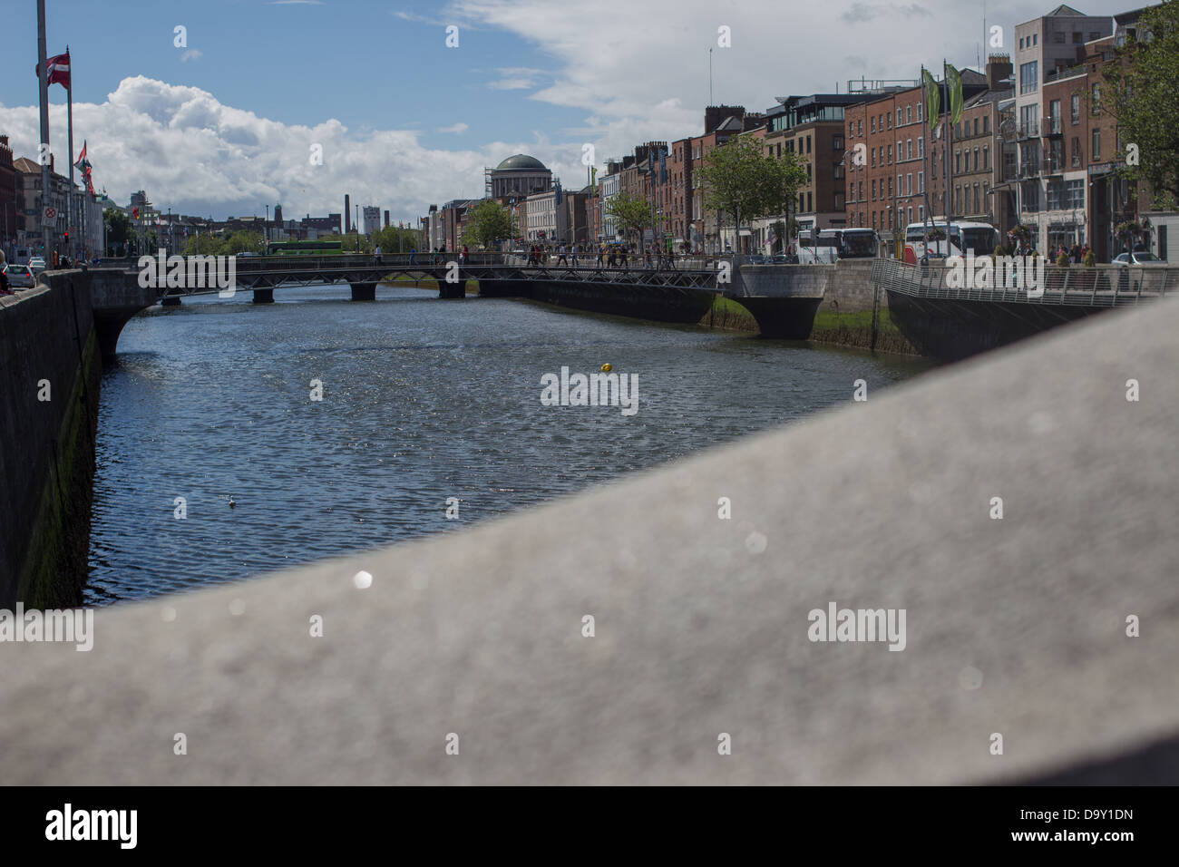View of River Liffey from Dublin City Centre. Stock Photo