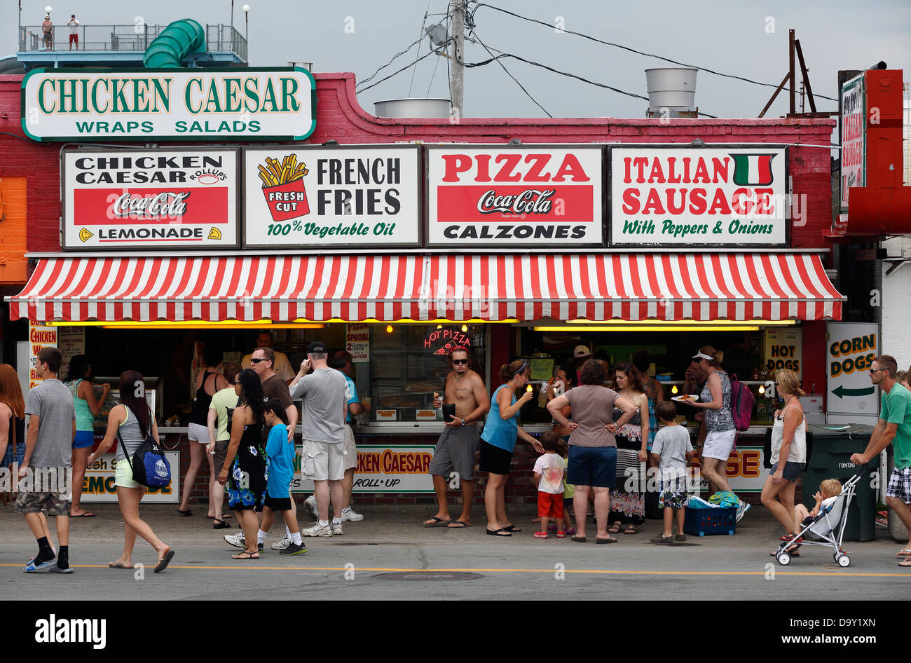 Fast food shops street scene, Hampton Beach, New Hampshire Stock Photo Alamy