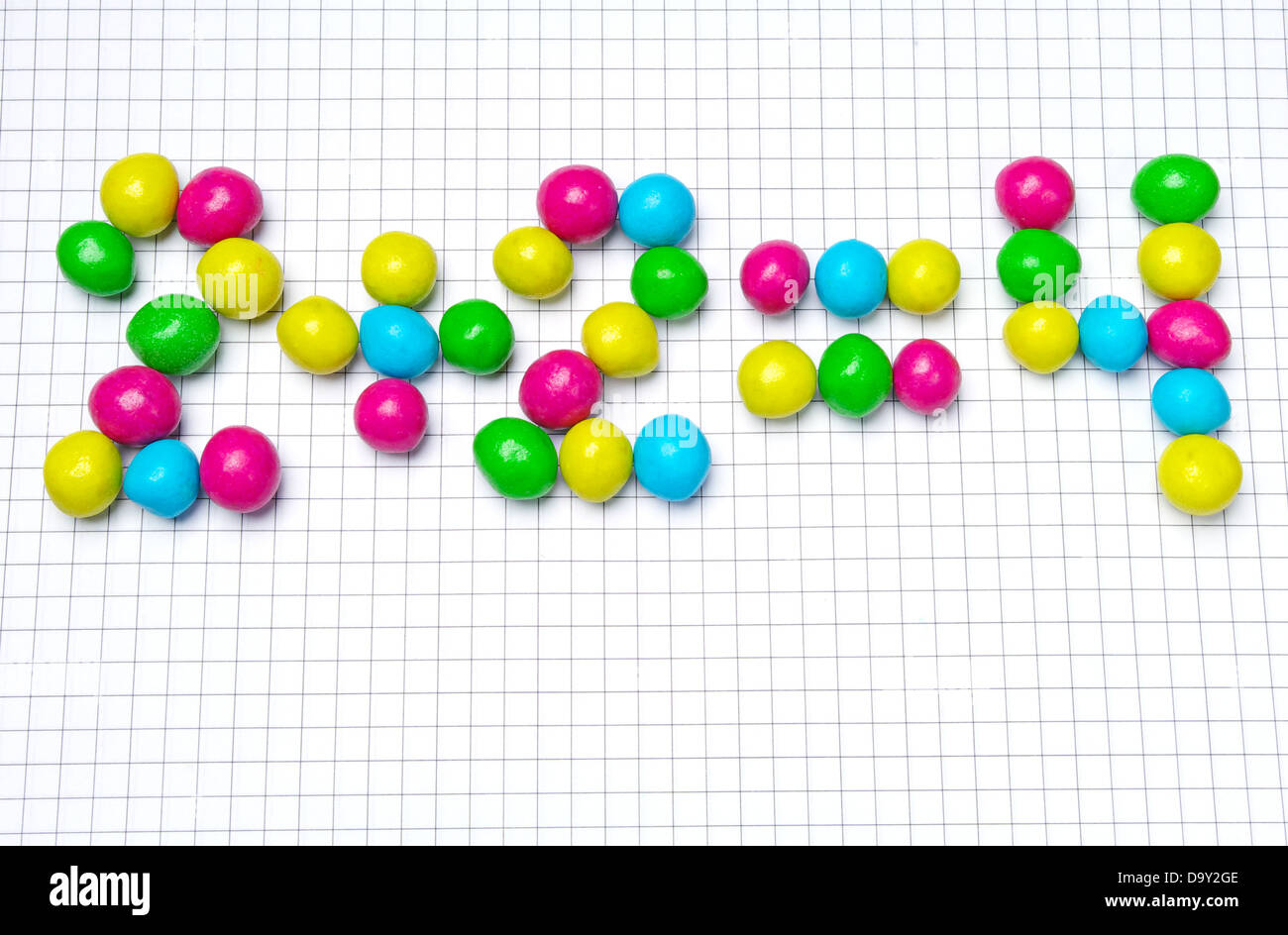 Two plus two from candy number Stock Photo