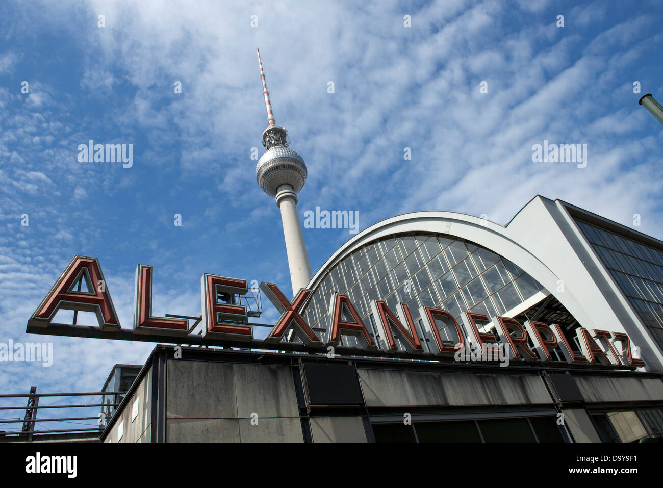 Alexanderplatz banhof with the TV tower behind, Berlin, Germany Stock Photo