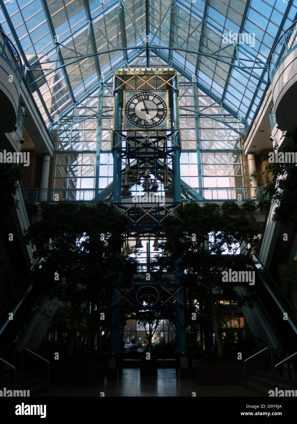 Clock in Portage Place shopping mall in downtown Winnipeg, Manitoba