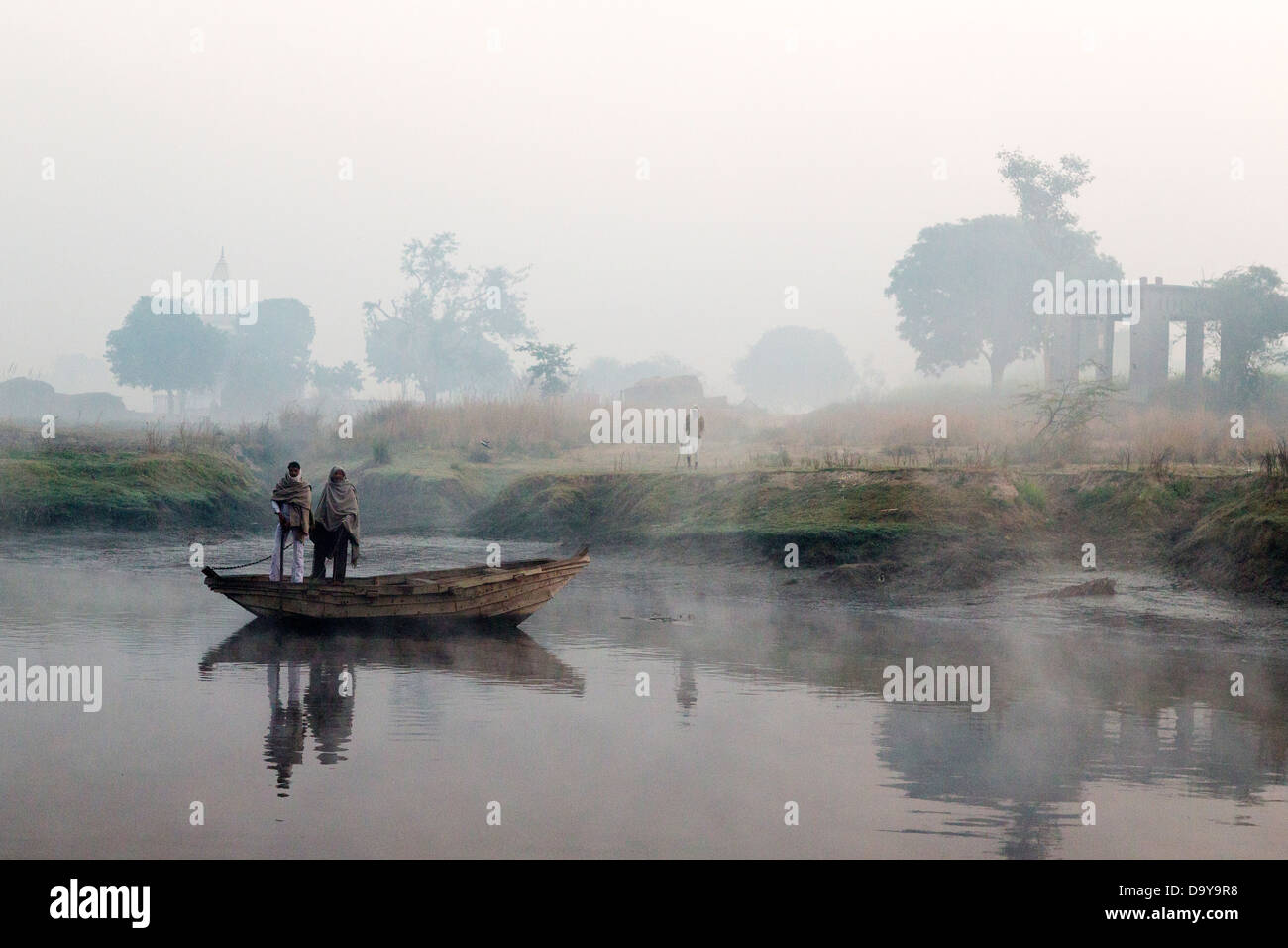 India, Uttar Pradesh, fishermen near Aligarh Stock Photo