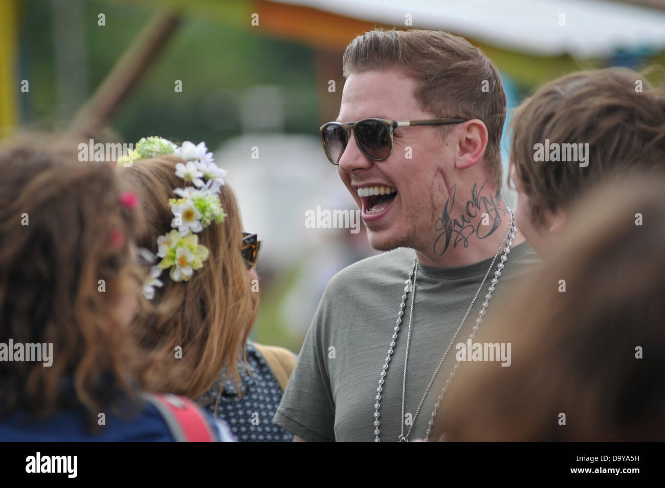 Glastonbury, UK. 28th June 2013. GLASTONBURY MUSIC FESTIVAL Musician rapper Professor Green who is performing this year at Glastonbury. Friday Day 2 of the 2013 Glastonbury Festival at Worthy Farm. June 28. 2013. GLASTONBURY MUSIC FESTIVAL PILTON, SOMERSET, ENGLAND, UK Credit:  Alistair Heap/Alamy Live News Stock Photo