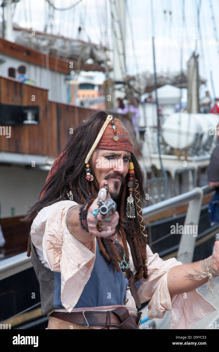 Pirate with pistol, Belfast Titanic Maritime Festival 2013 Stock Photo
