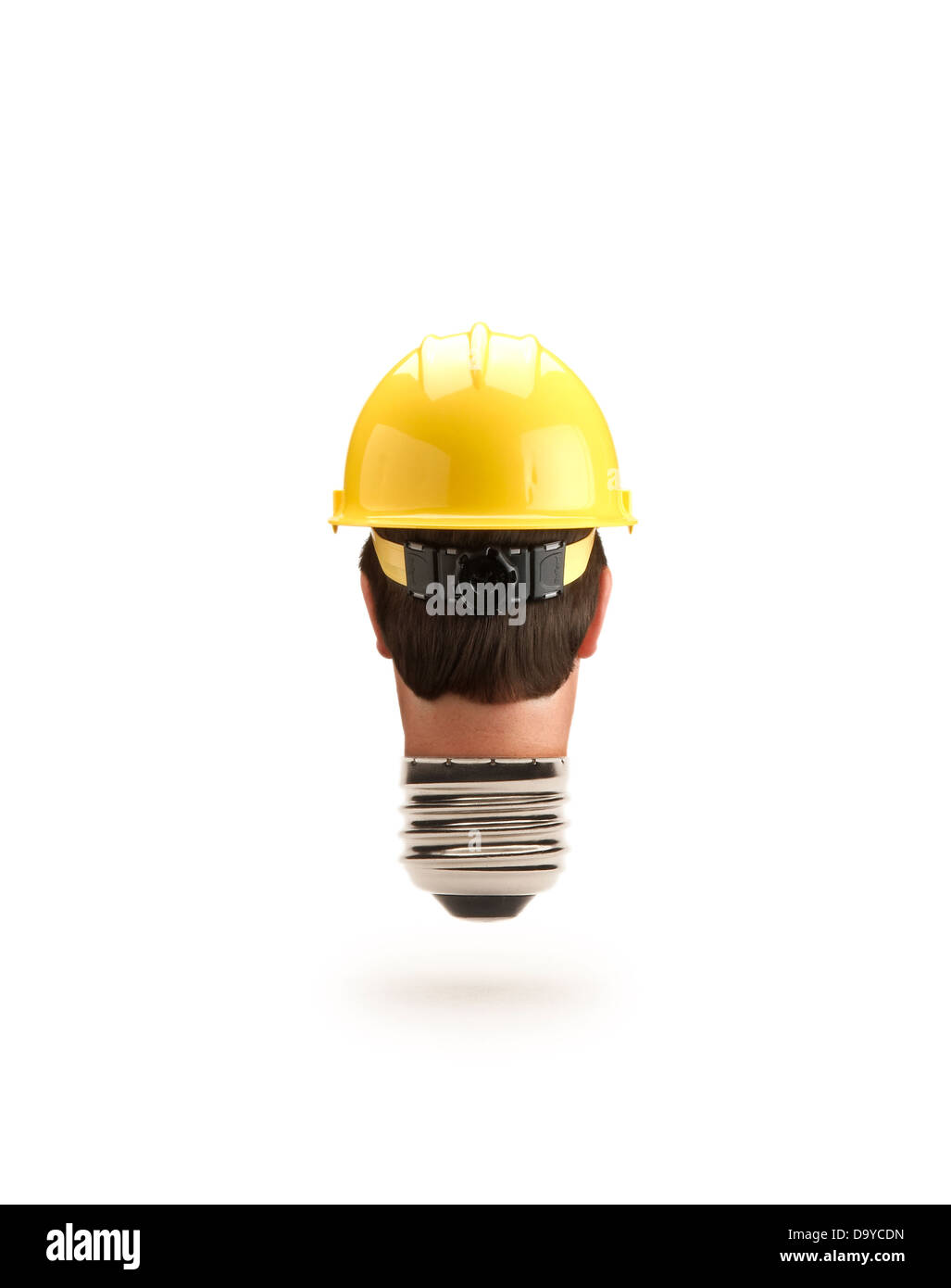 Construction Worker Light Bulb Head Stock Photo